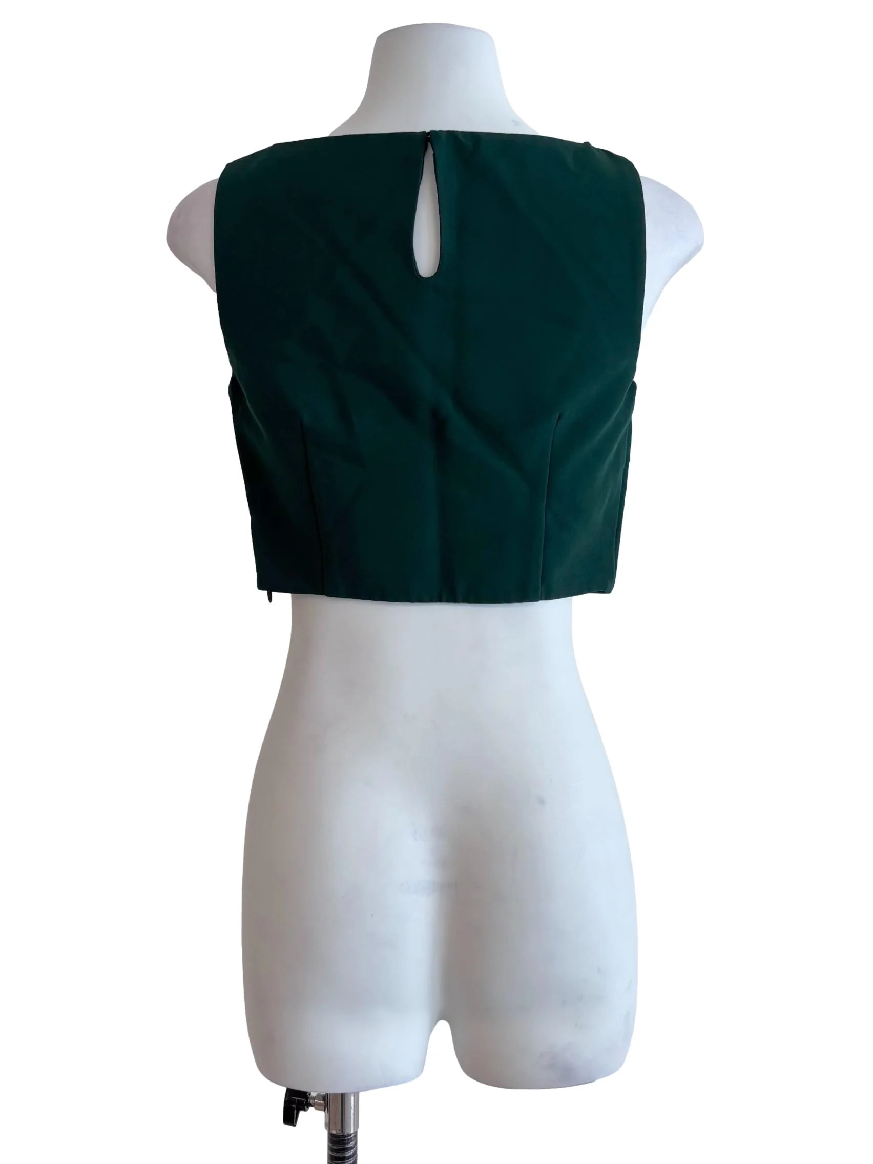Emerald Green Sabrina Neck Crop Top - Image 2