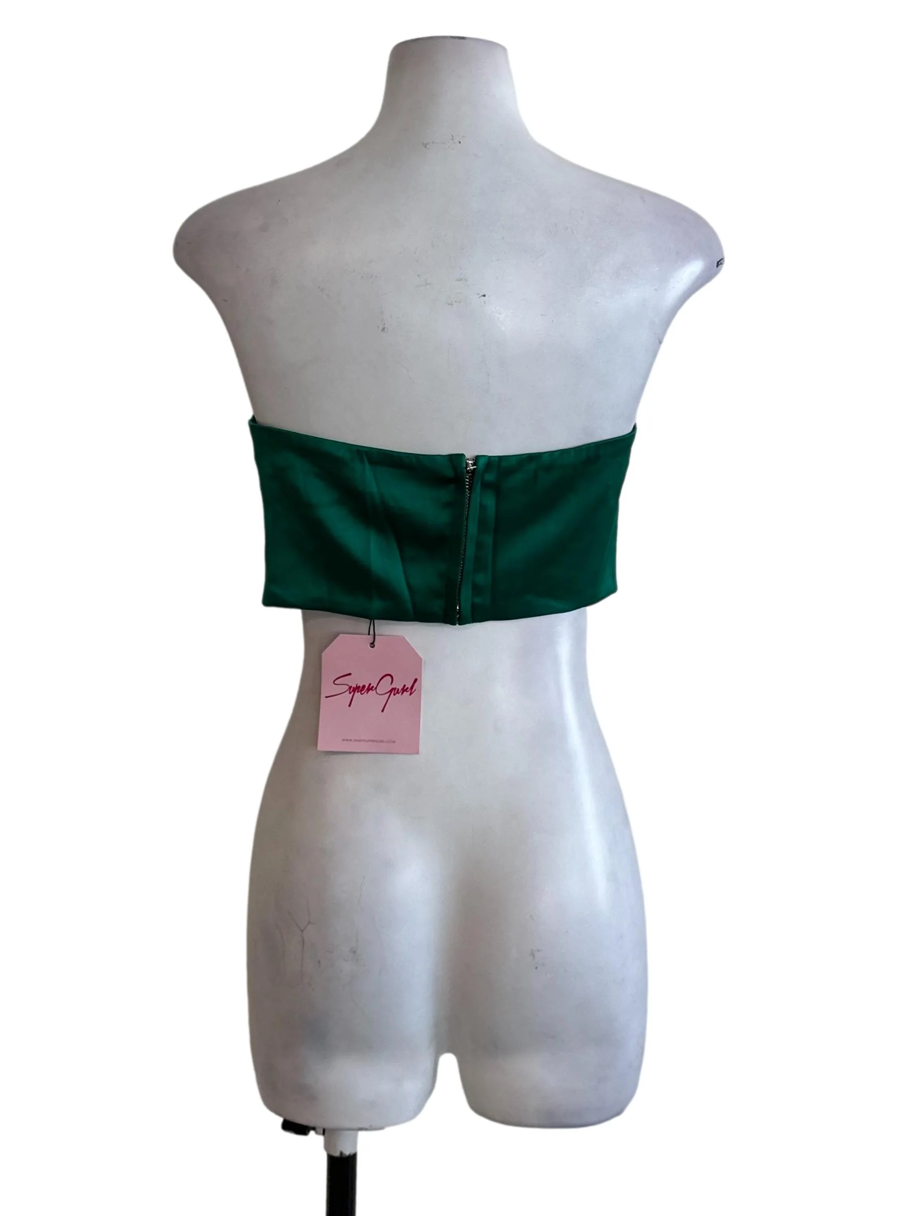 Emerald Green Satin Tube Top - Image 2