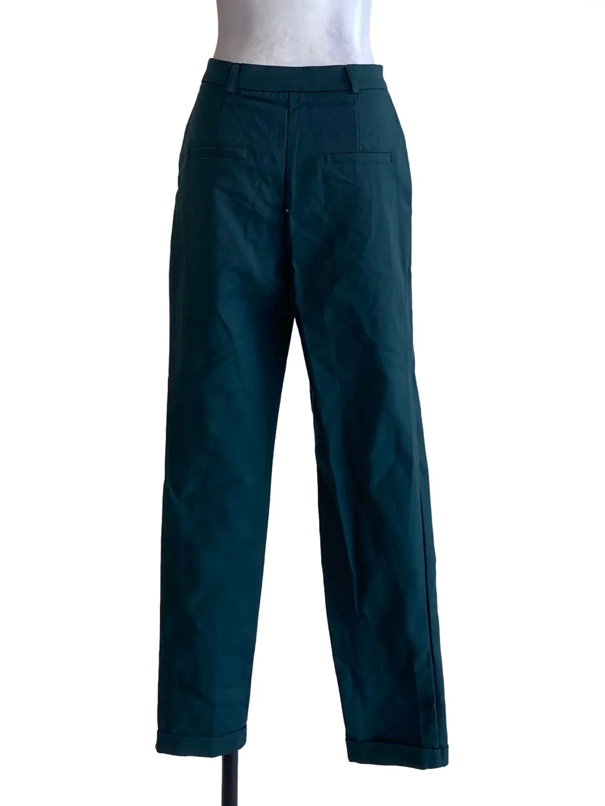 Emerald Green Straight Regular Pegged Pants - Image 2