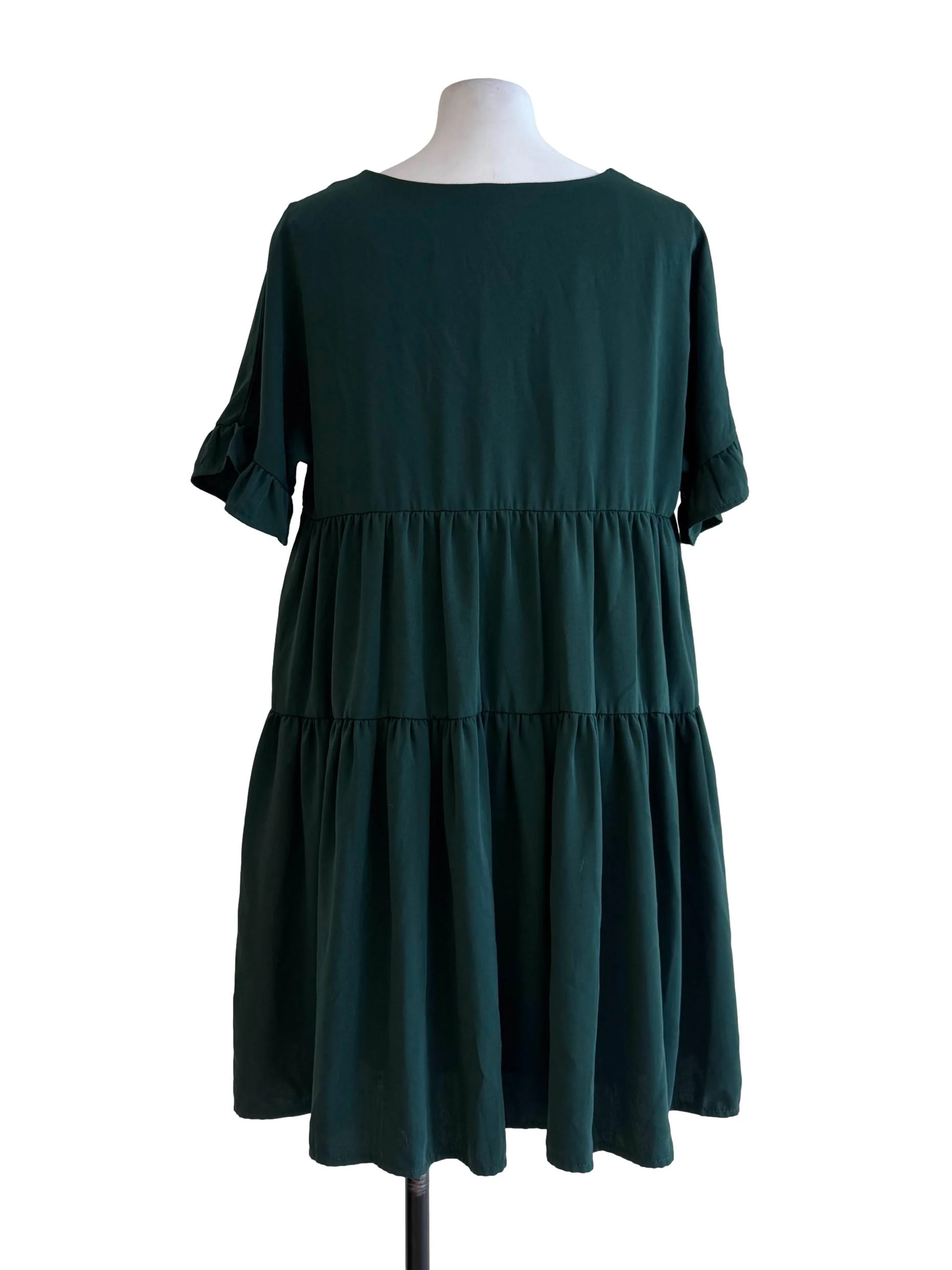 Emerald Green V Neck Dress - Image 2