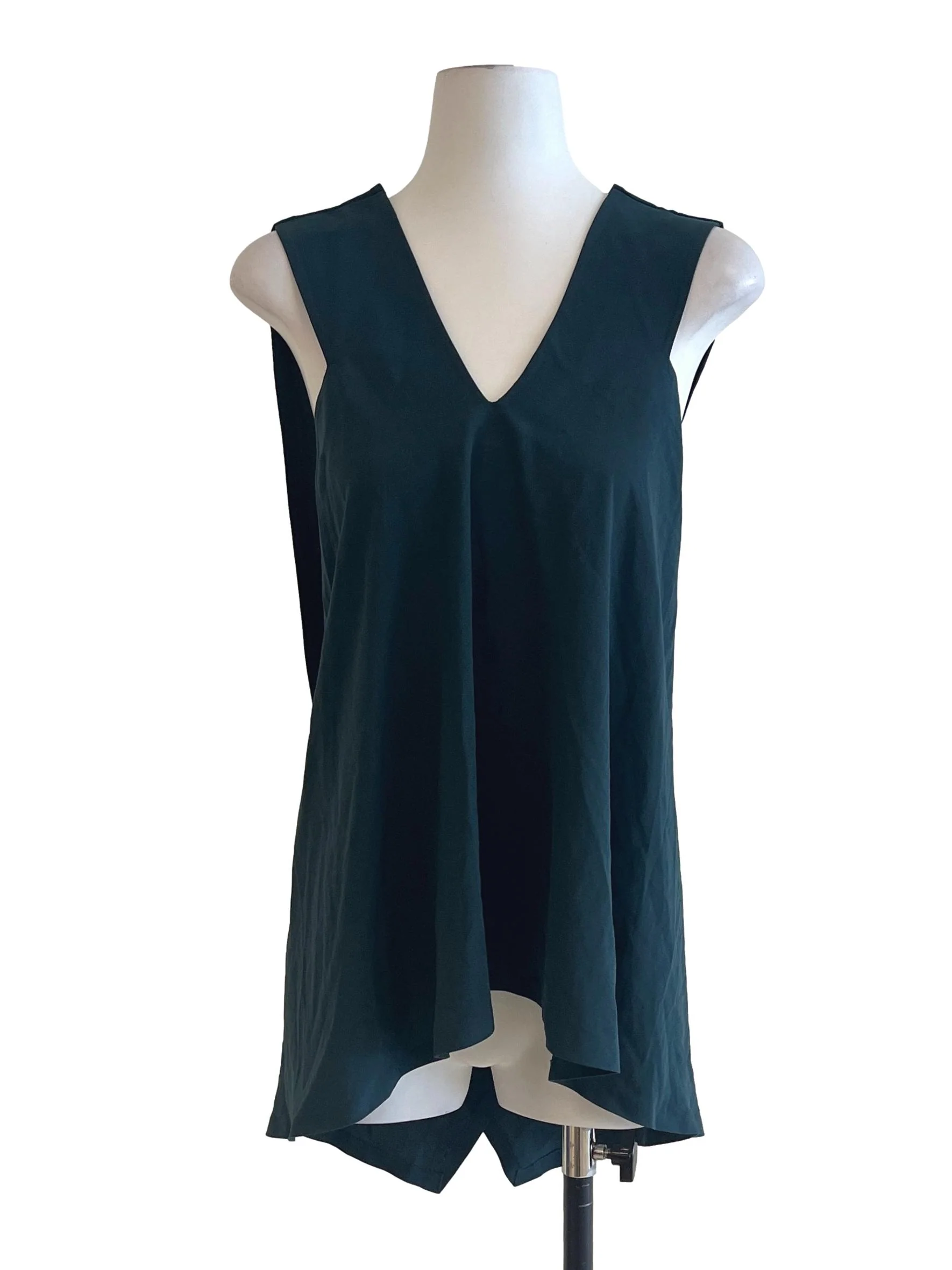 Emerald Green V-Neck Sleeveless Top