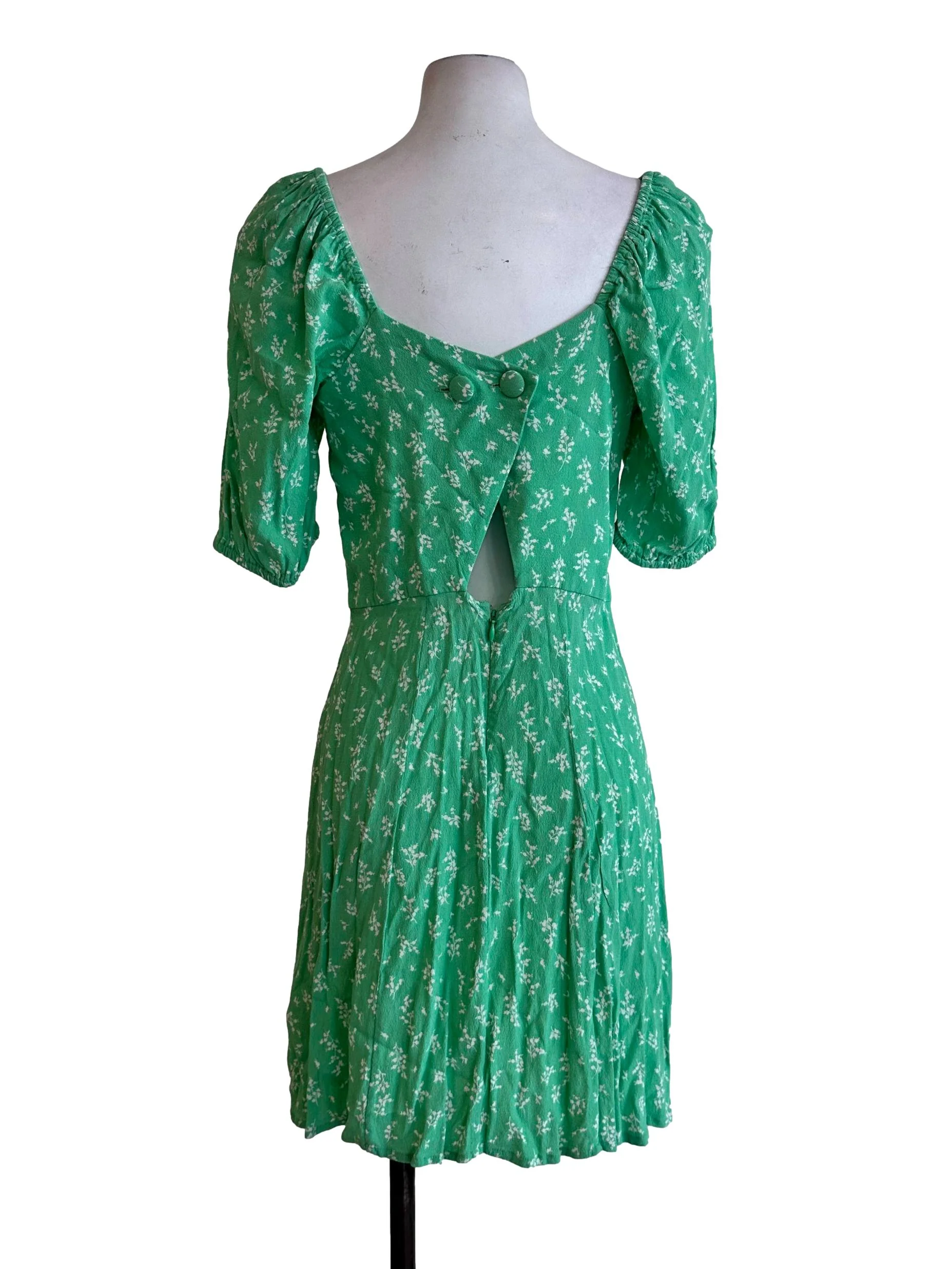 Fern Green Floral Printed Dress - Image 2