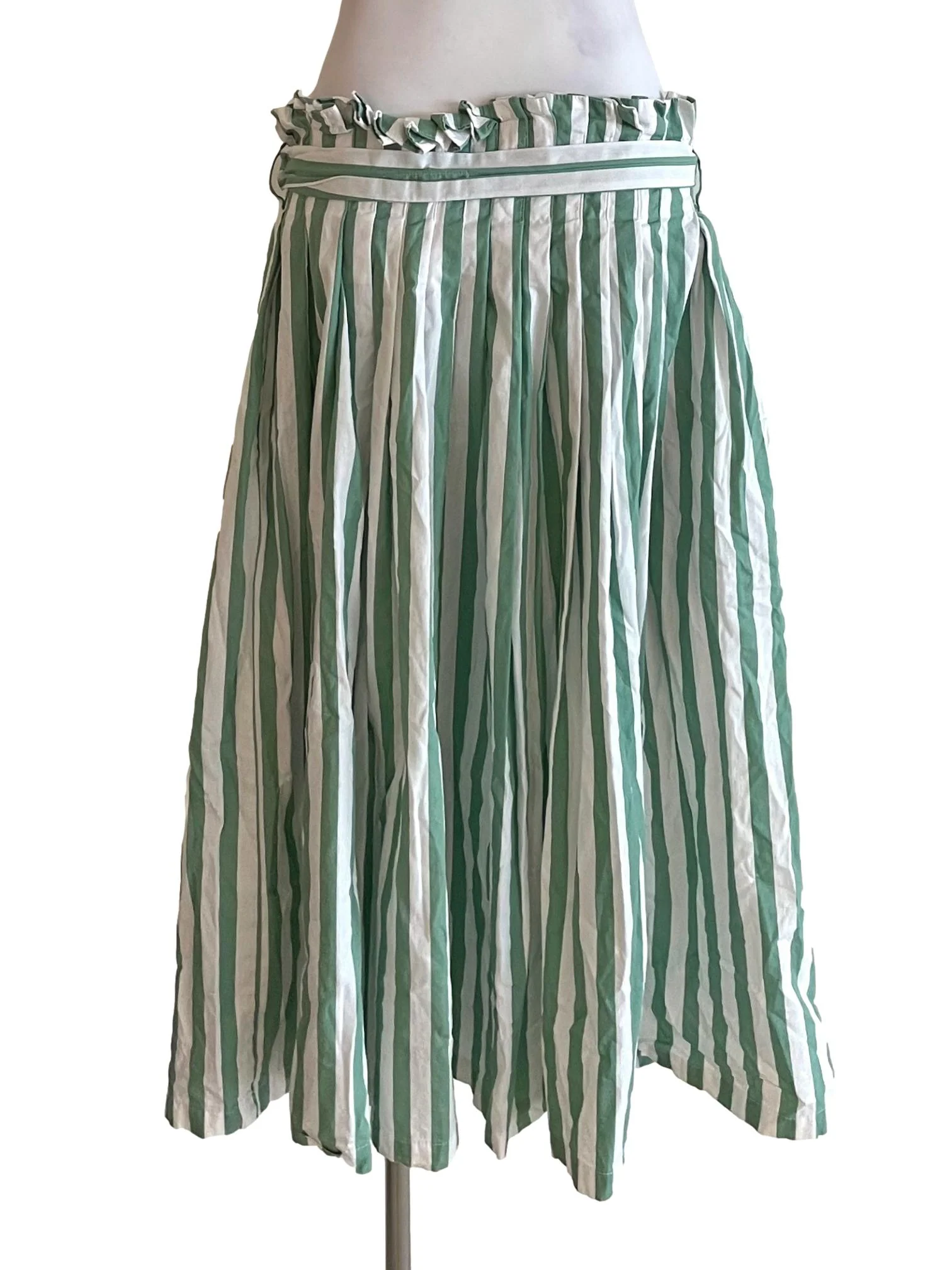 Fern & White Awning Stripe Pleated Wrap Skirt - Image 2