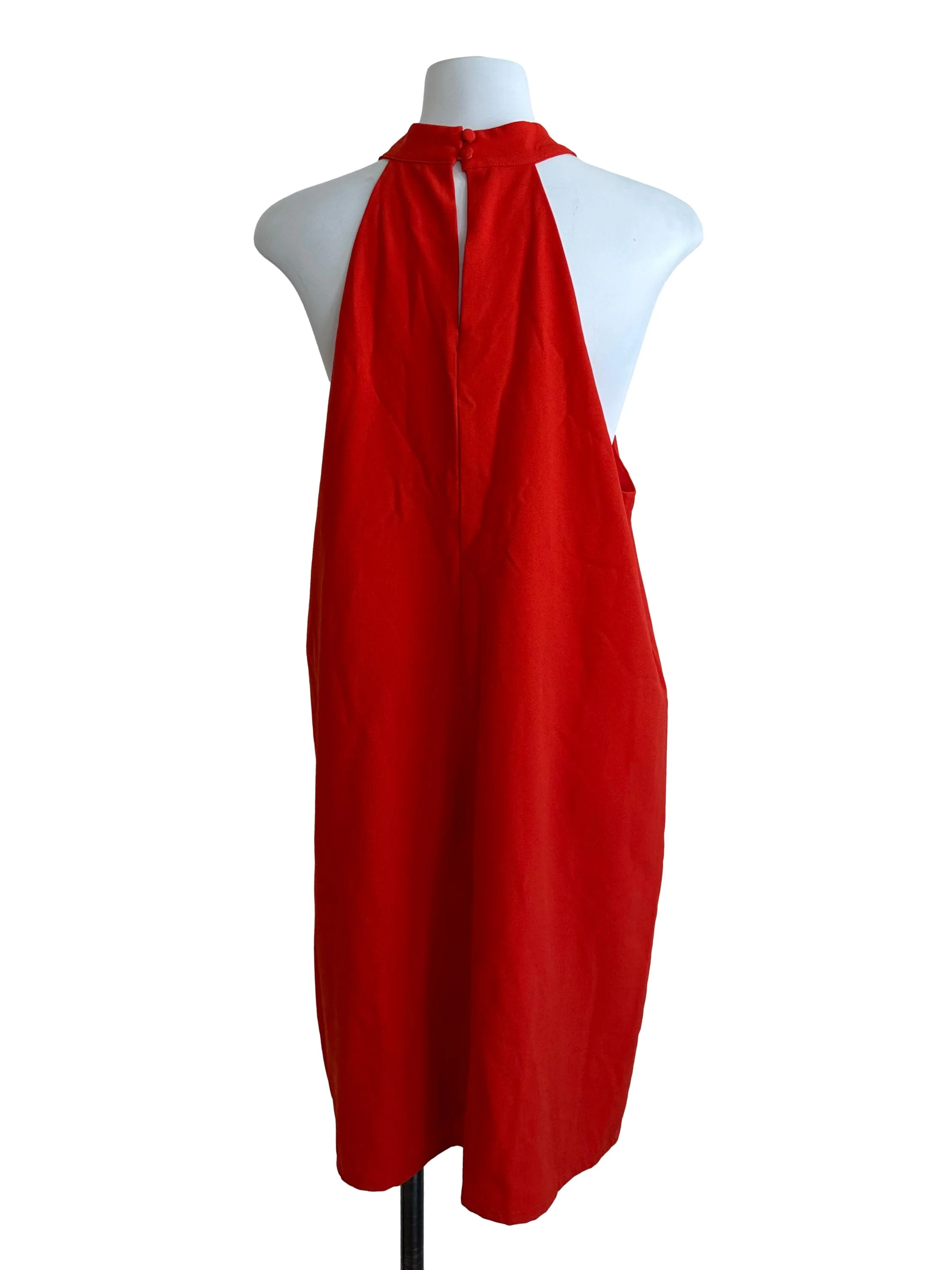 Fire Orange Halter Drape Dress - Image 2