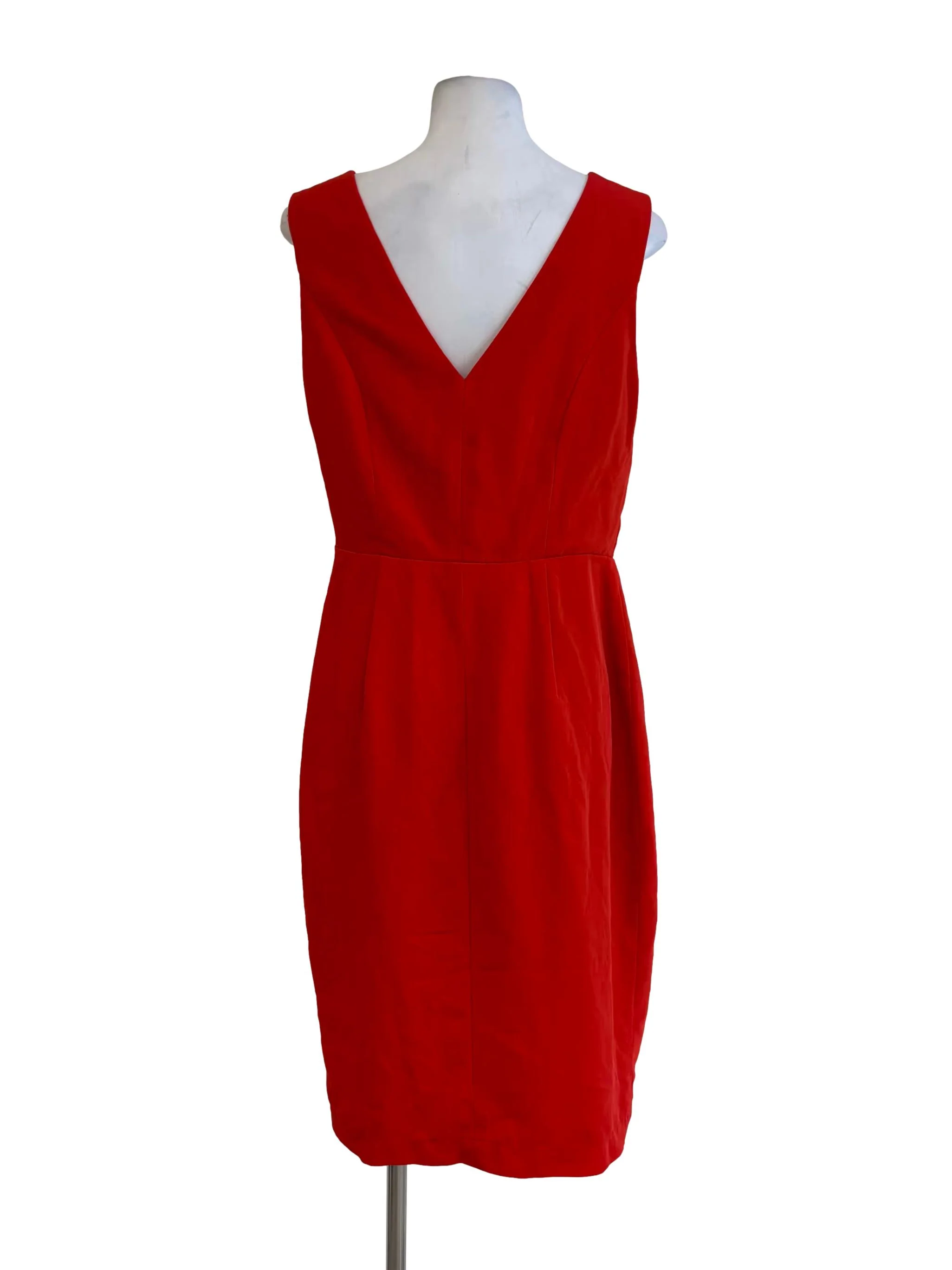 Fire Red Asymmetrical Pencil Dress - Image 2