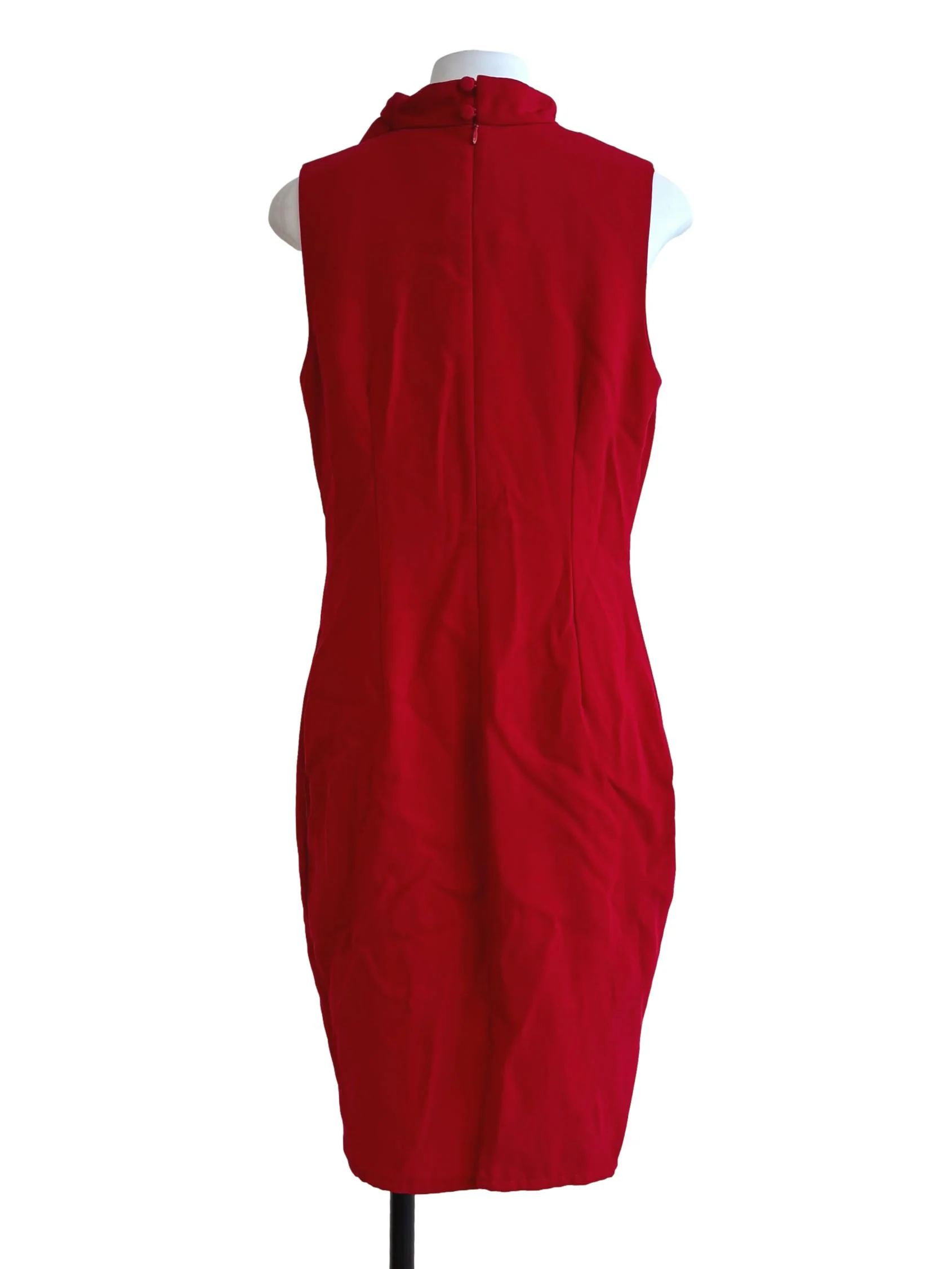 Fire Red Sleeveless Pencil Dress - Image 2