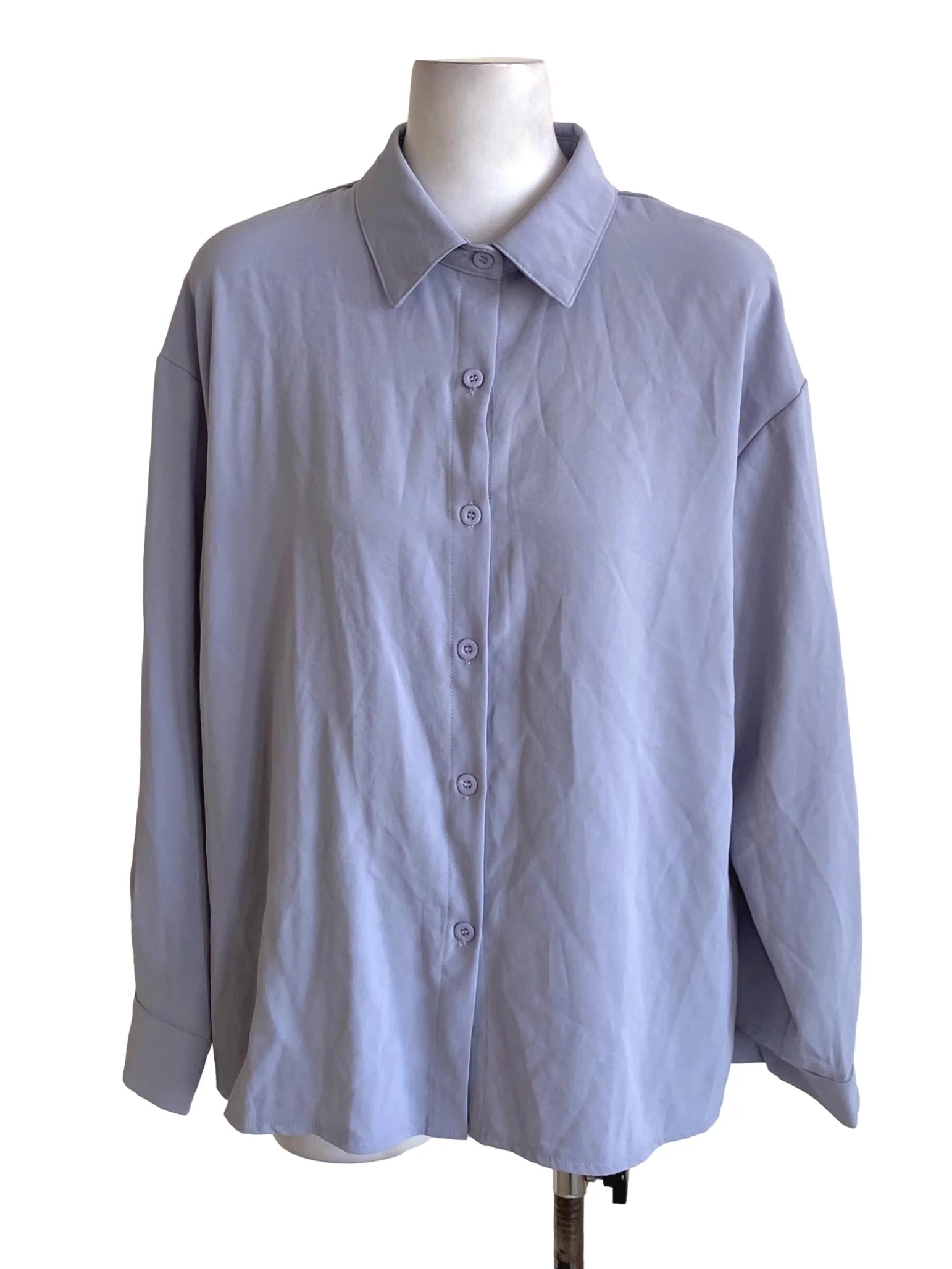 Flint Blue Wing Collared Buttoned Down Shirt Blouse
