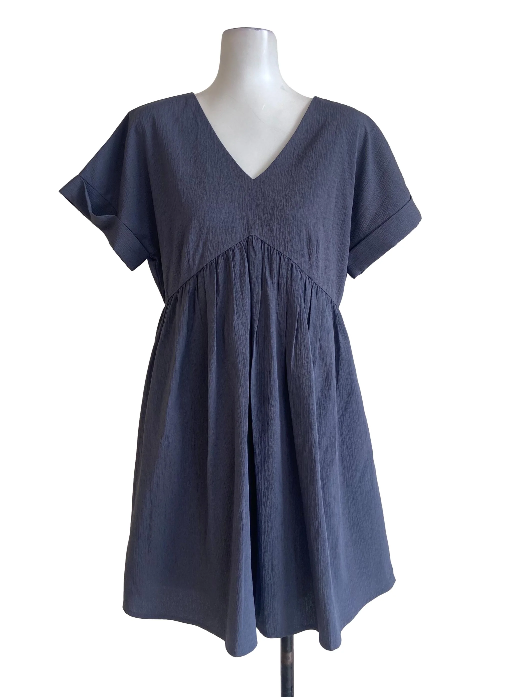 Flint Grey V Neck Apron Dress