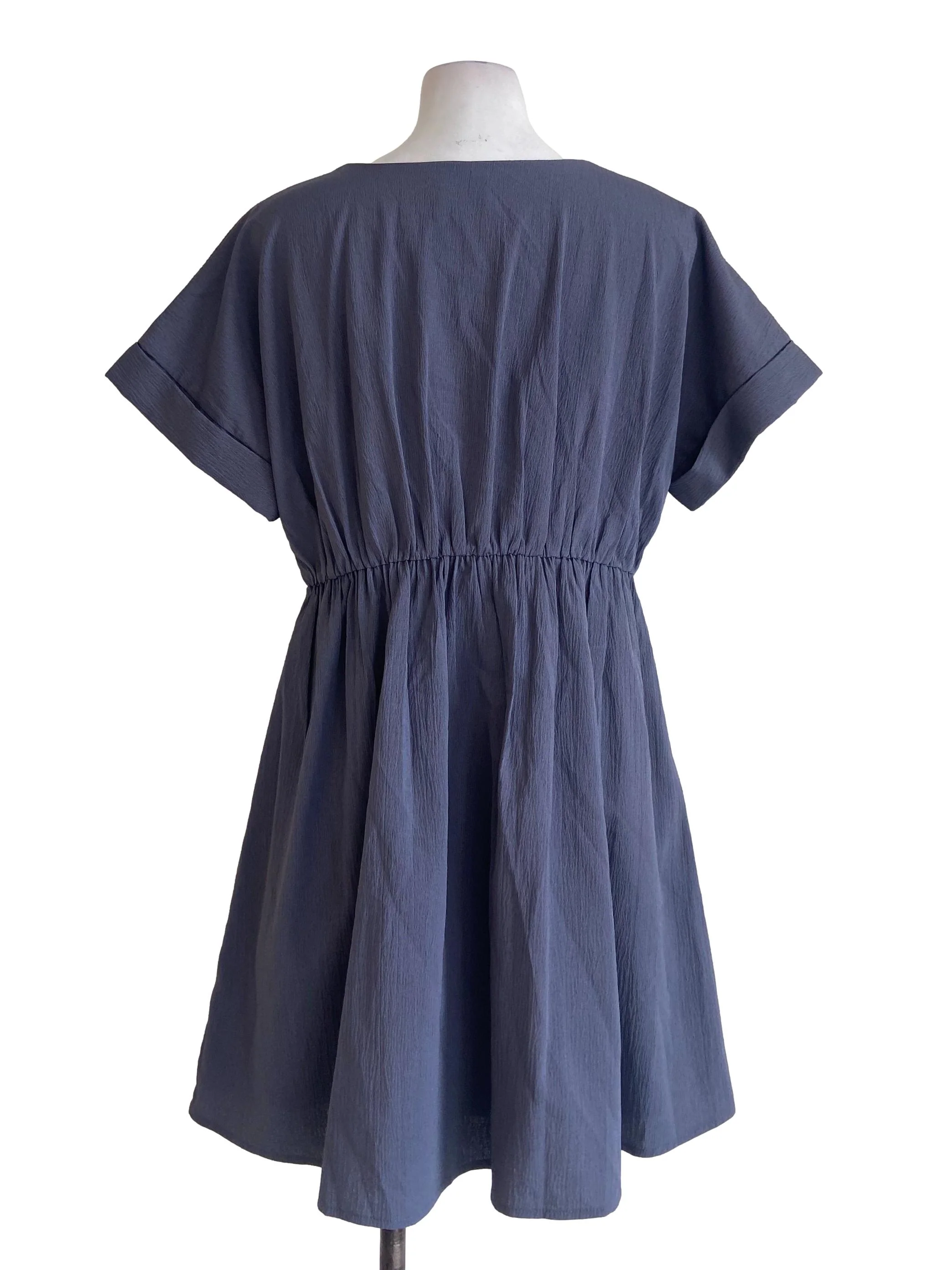 Flint Grey V Neck Apron Dress - Image 2