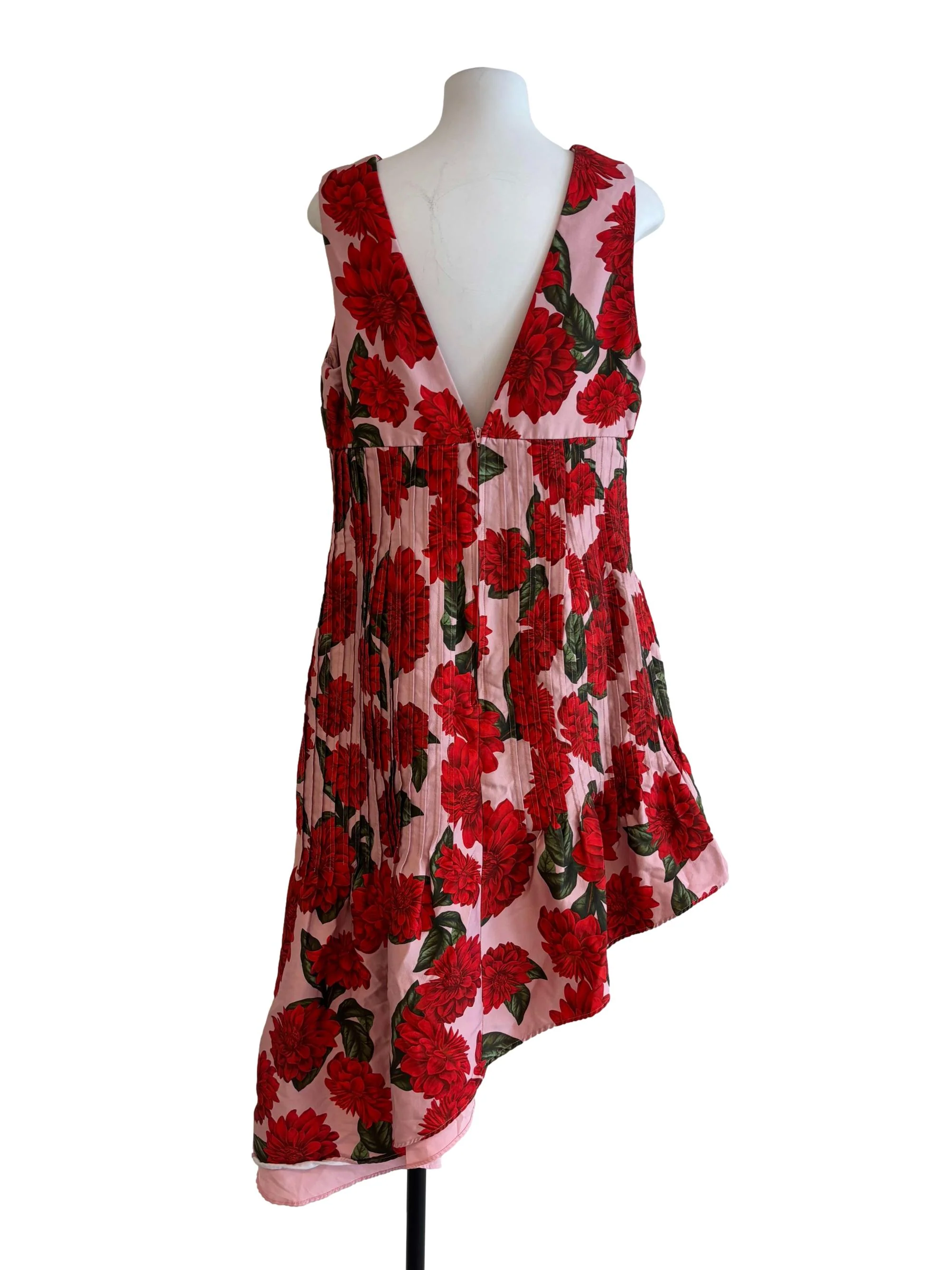 Floral Red Asymmetrical Dress - Image 2
