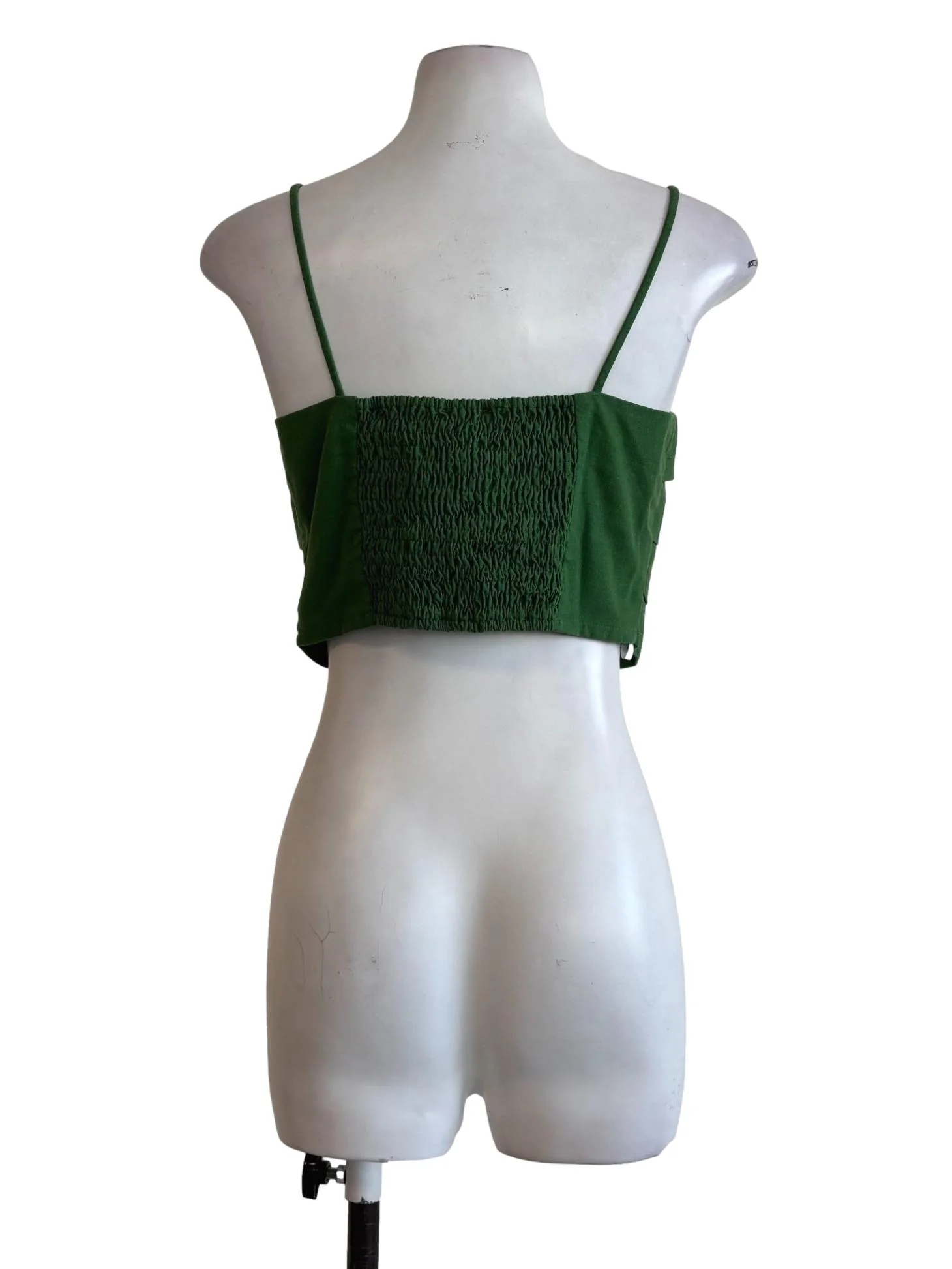 Forest Green Spaghetti Strap Crop Top - Image 2
