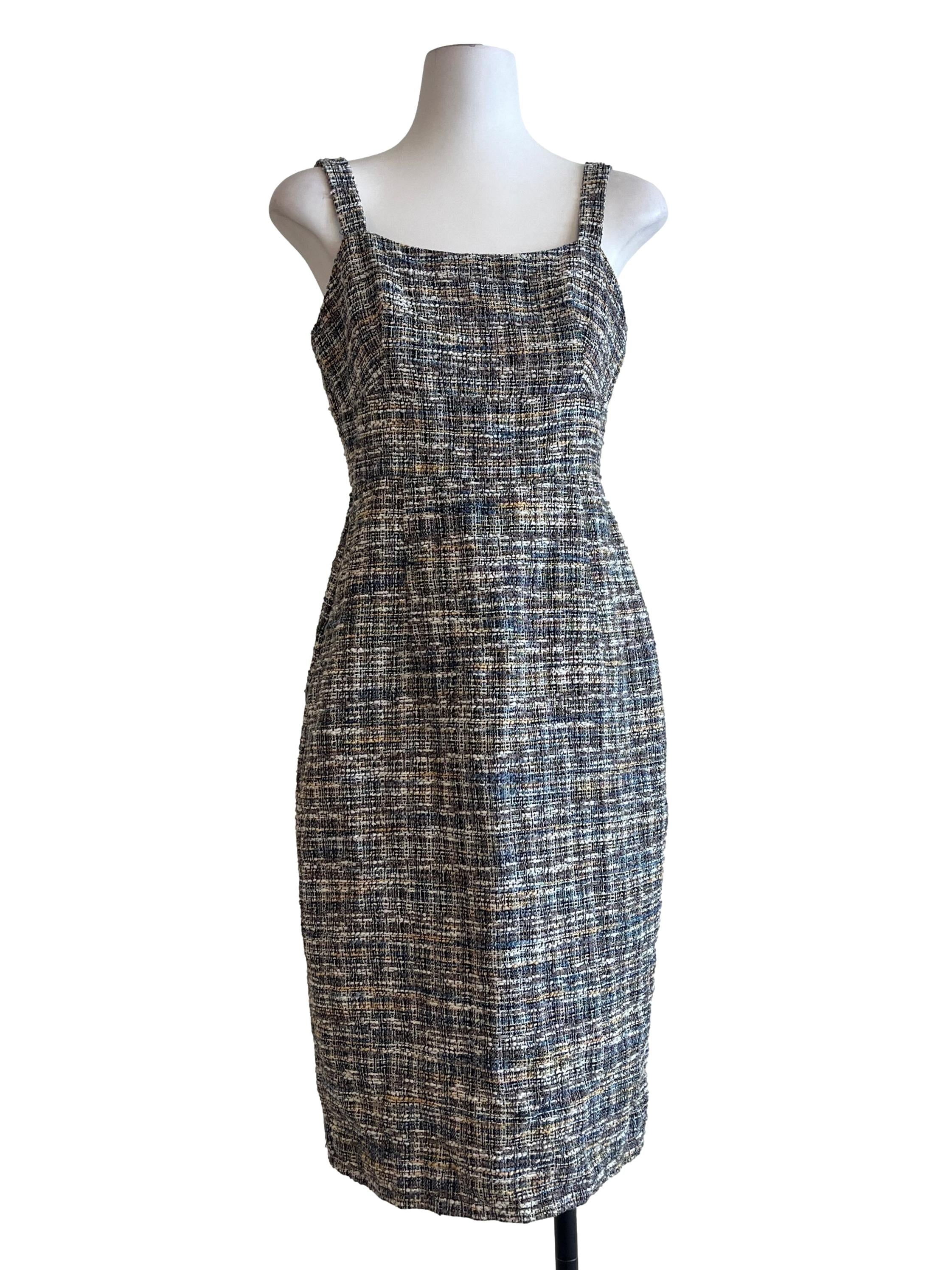 Fossil Grey Square Neck Sleeveless Dress