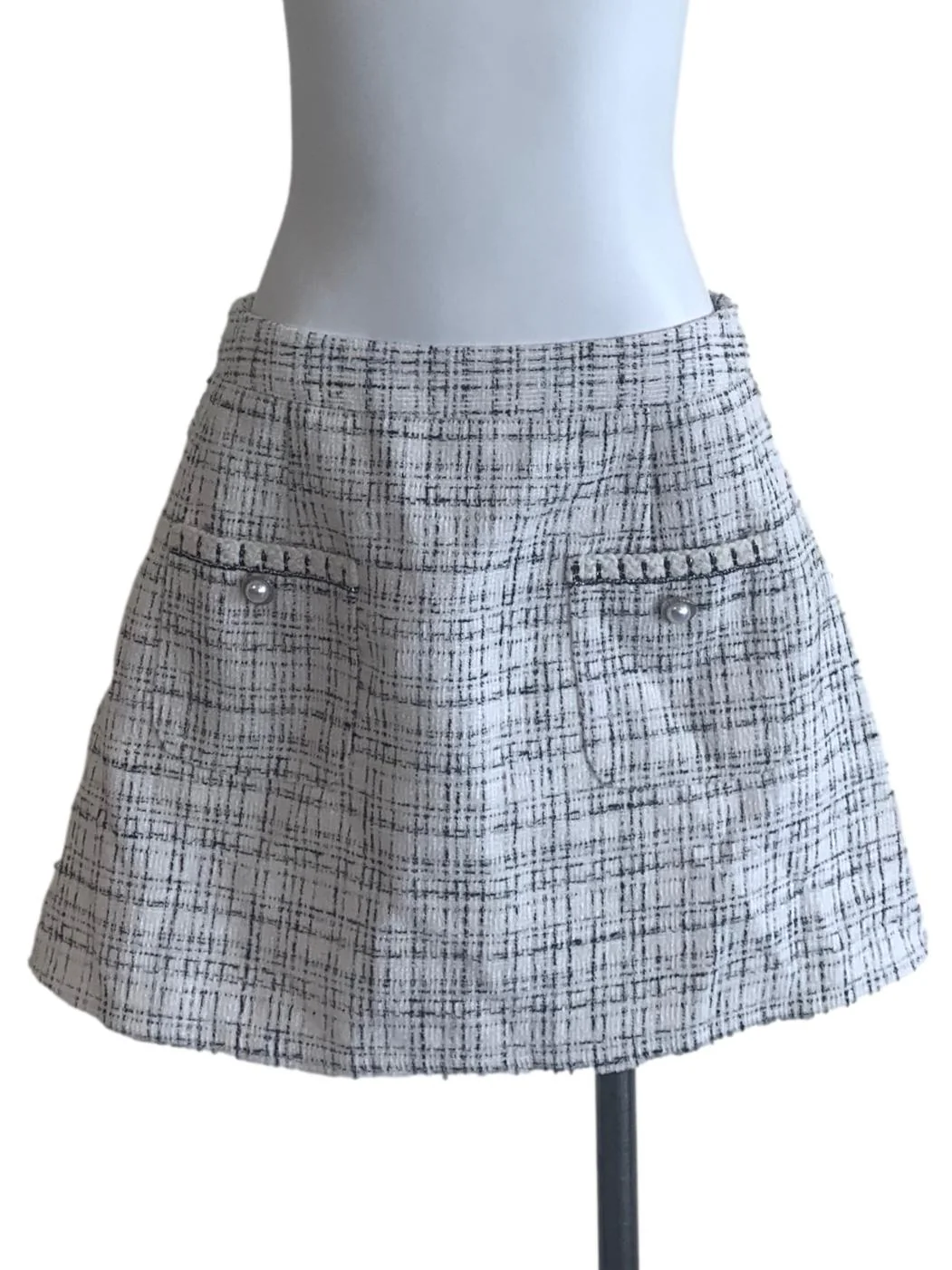 Frost White Pattern Tweed Skirt