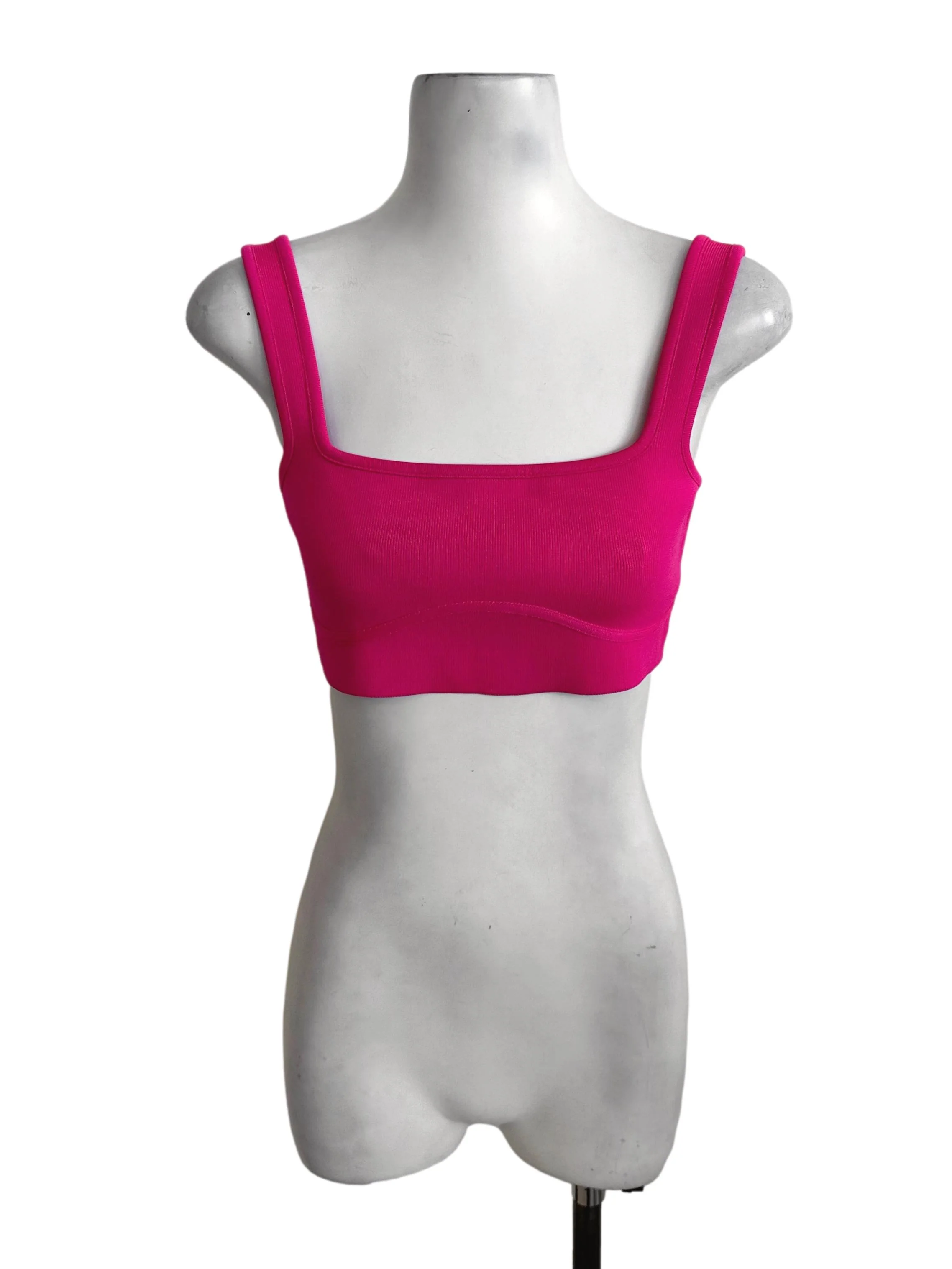Fushia Pink Square Neck Crop Top