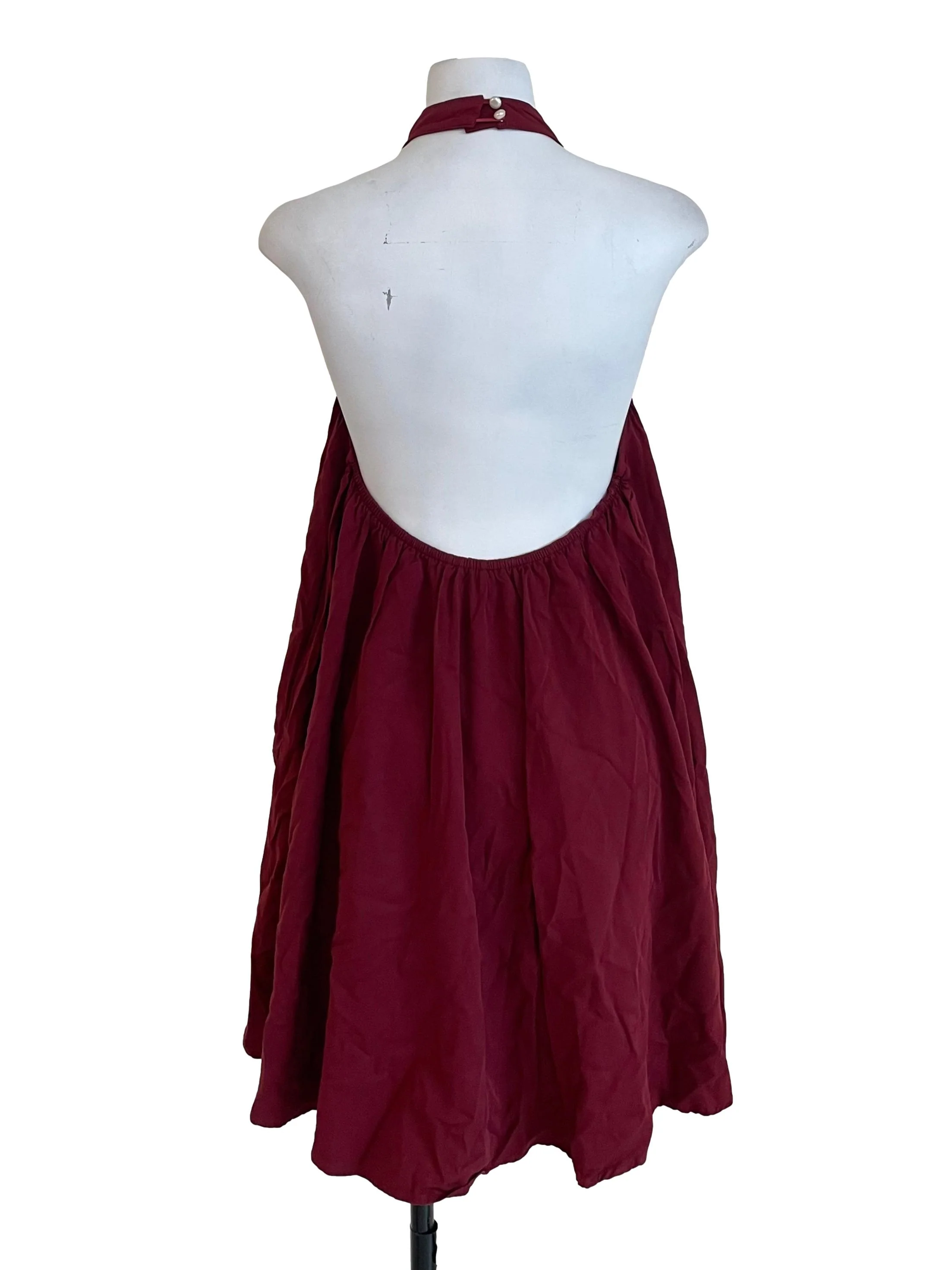 Garnet Red Halter Neck Mandarin Tent Dress - Image 2