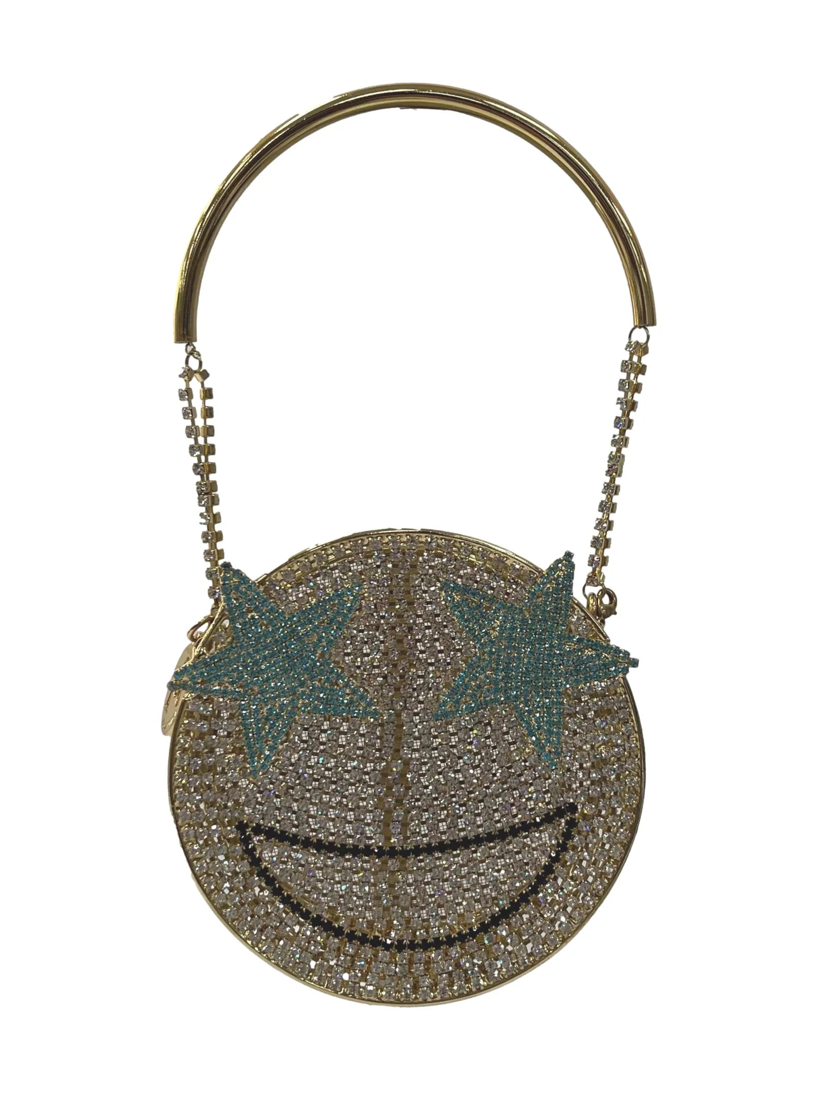 Gold Bedazzled Smile Small Handbag