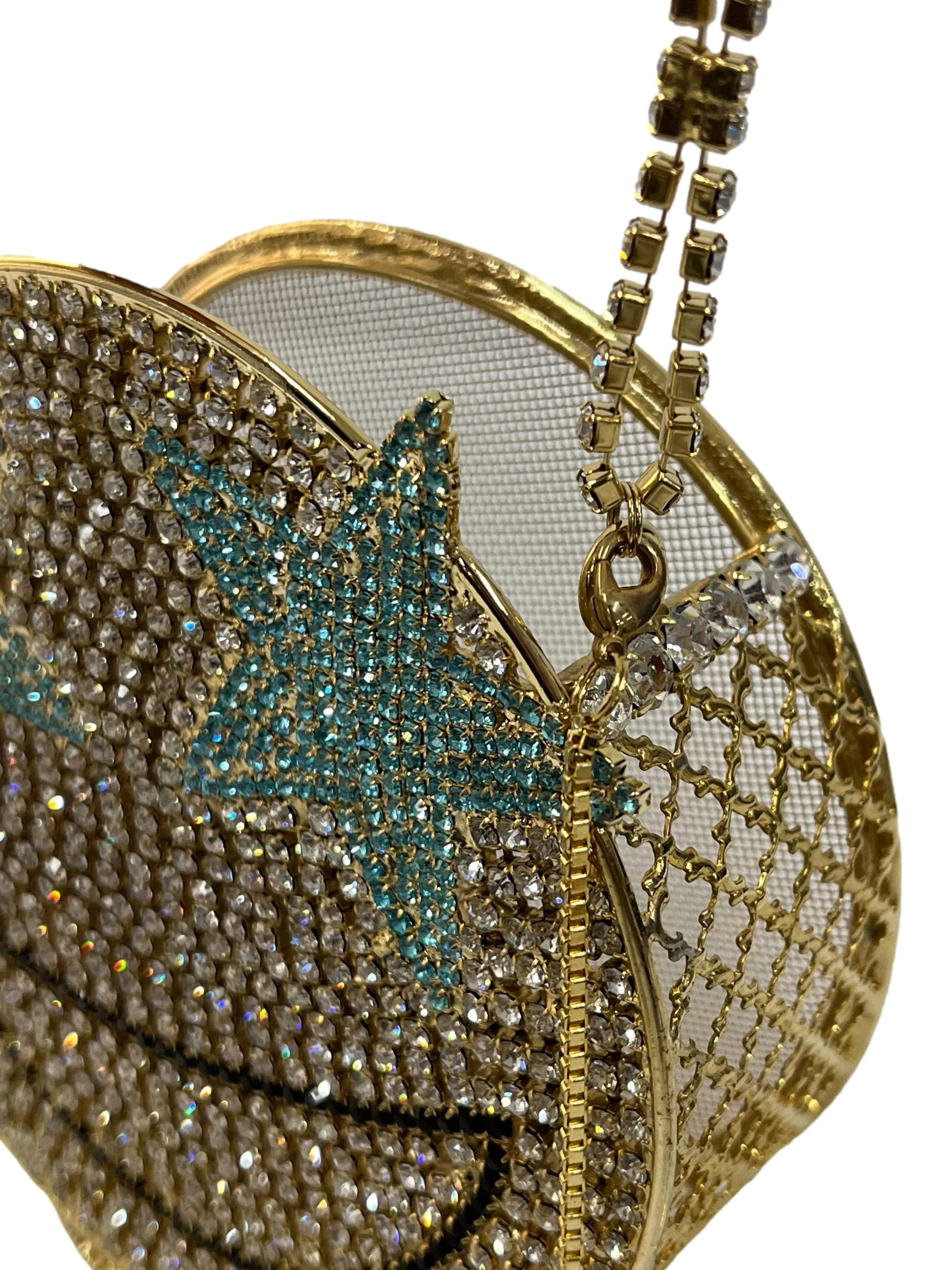 Gold Bedazzled Smile Small Handbag - Image 5
