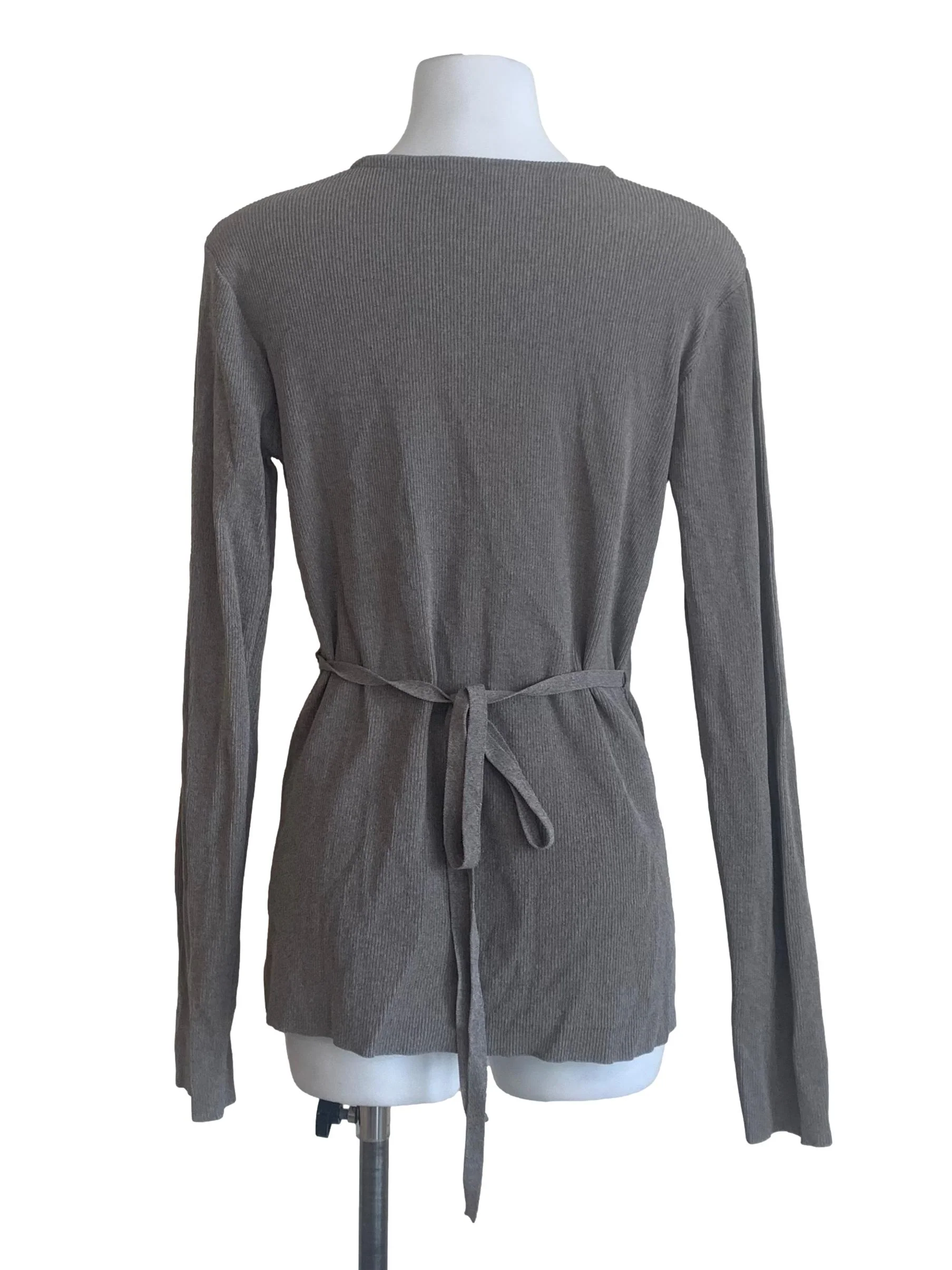 Graphite Grey Deep V Neck Wrap Cardigan - Image 2