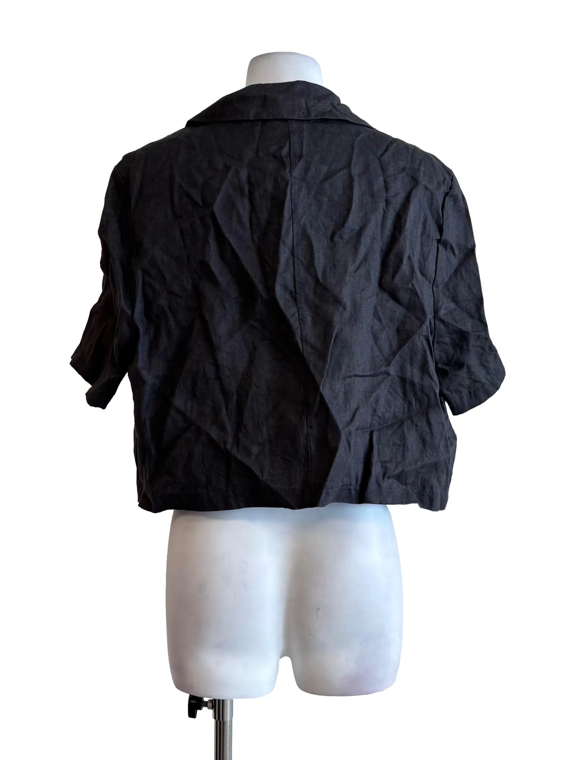 Graphite Grey Linen Button Top - Image 2