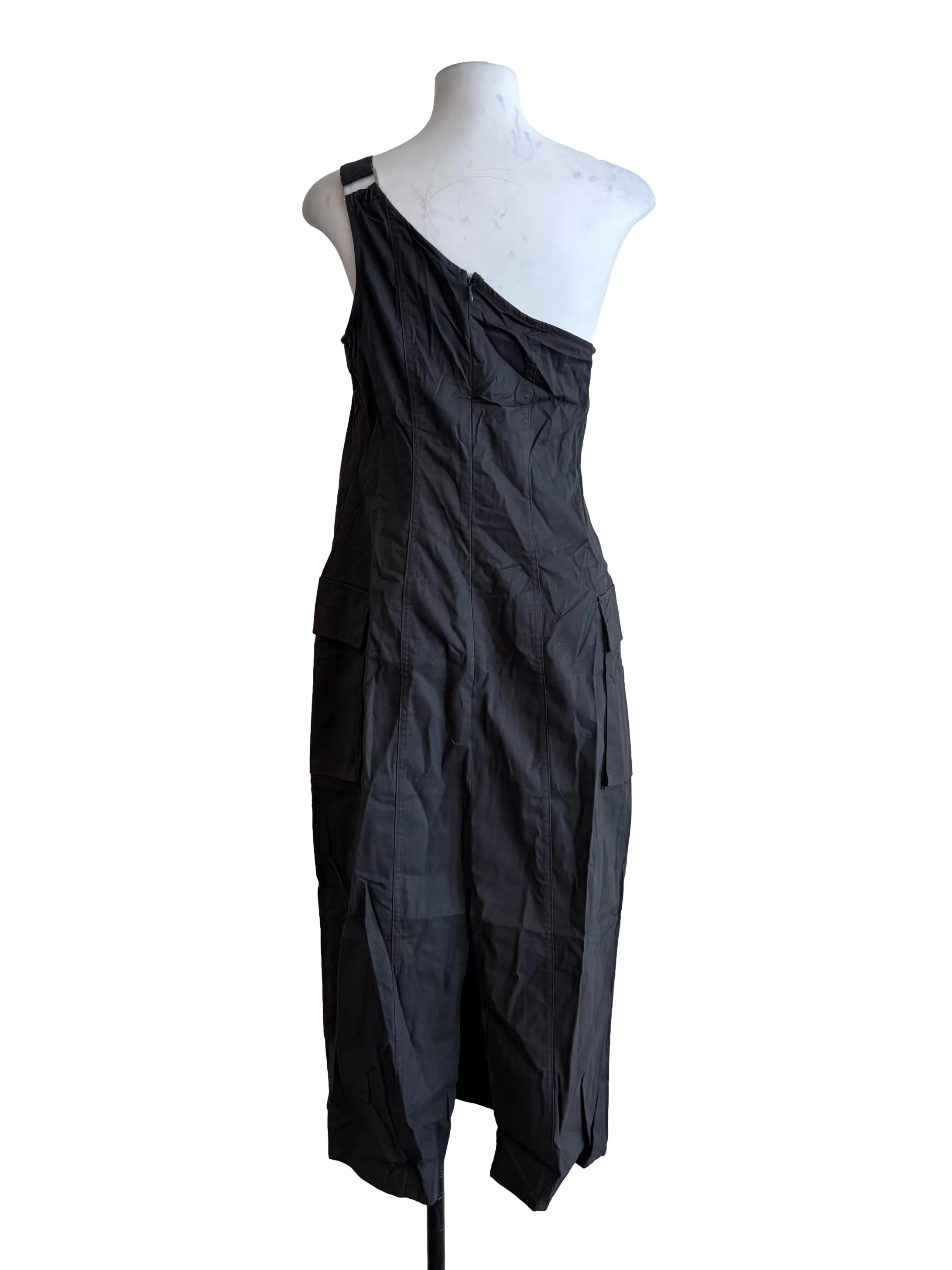 Graphite Grey One Shoulder Cargo Dress - Image 2