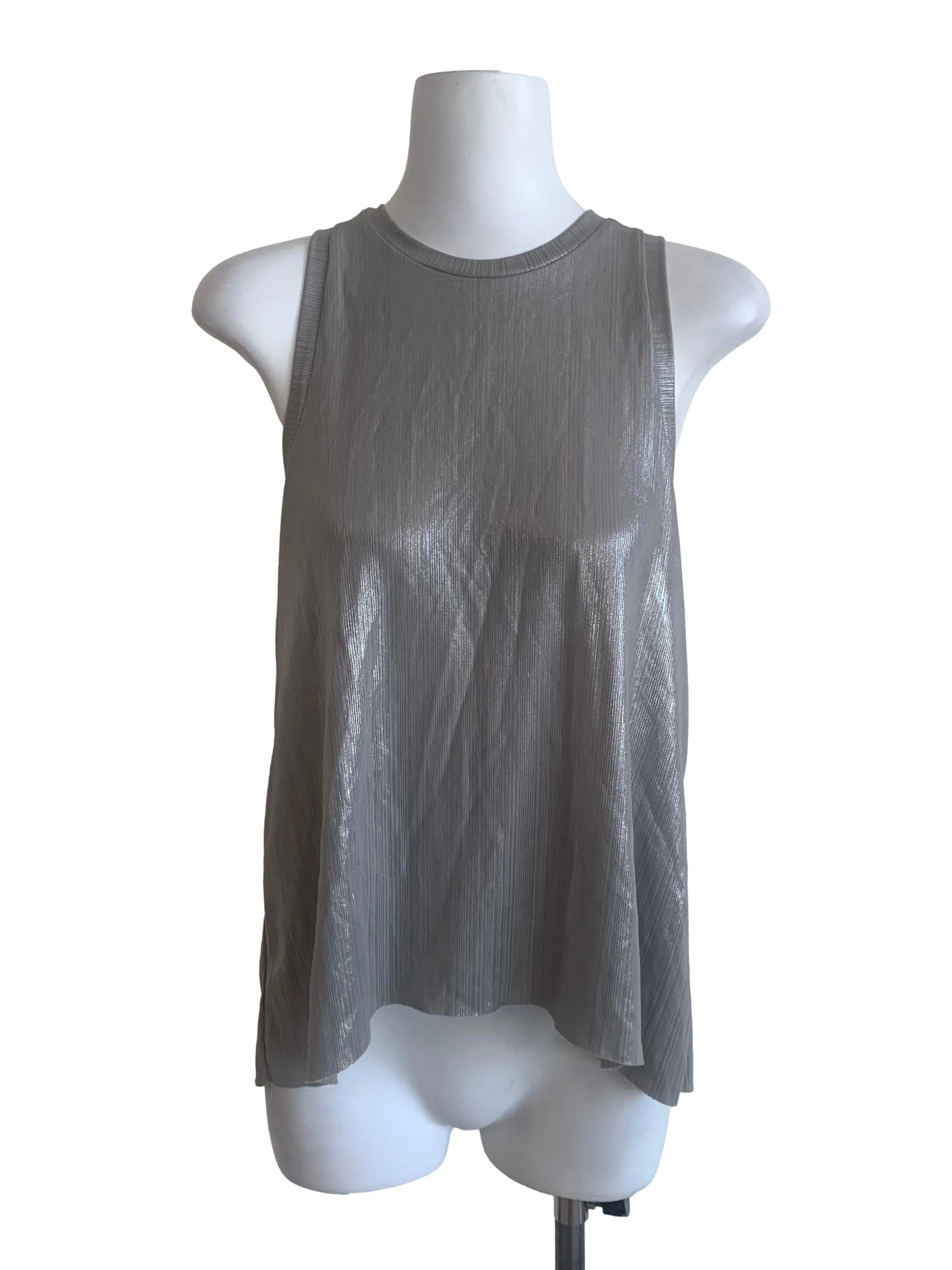 Graphite Grey Shiny Round Neck Top