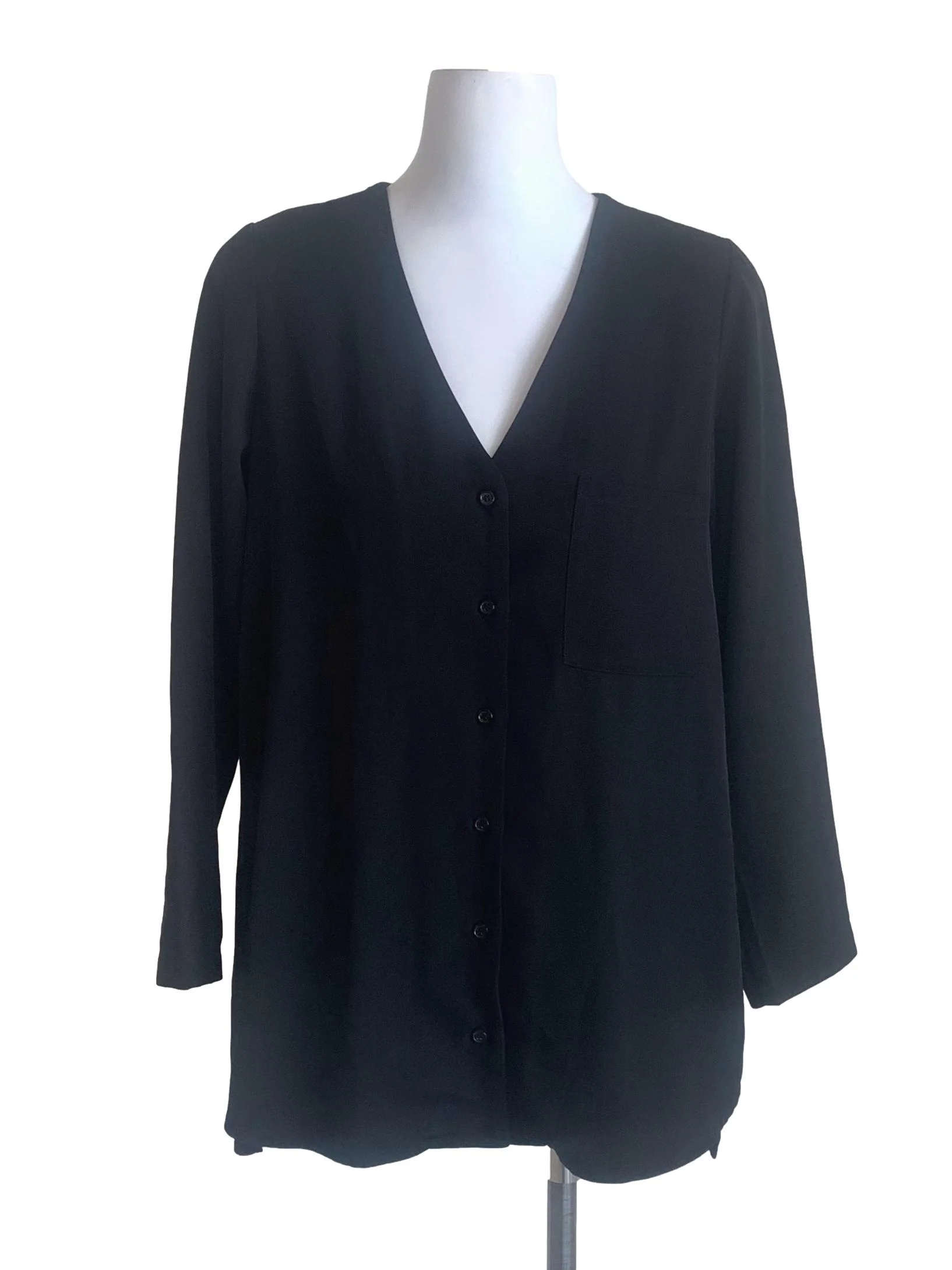Grease Black Deep V Neck Long Sleeves Top TEM
