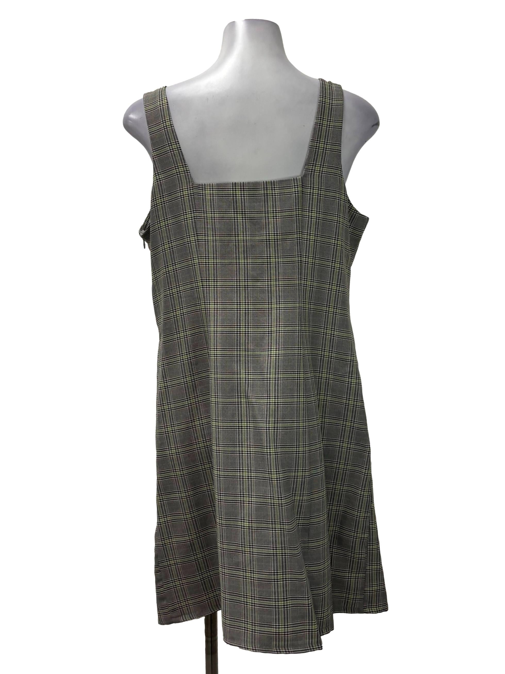 Green And Black Checkered Heart Buckled Mini Dress - Image 2