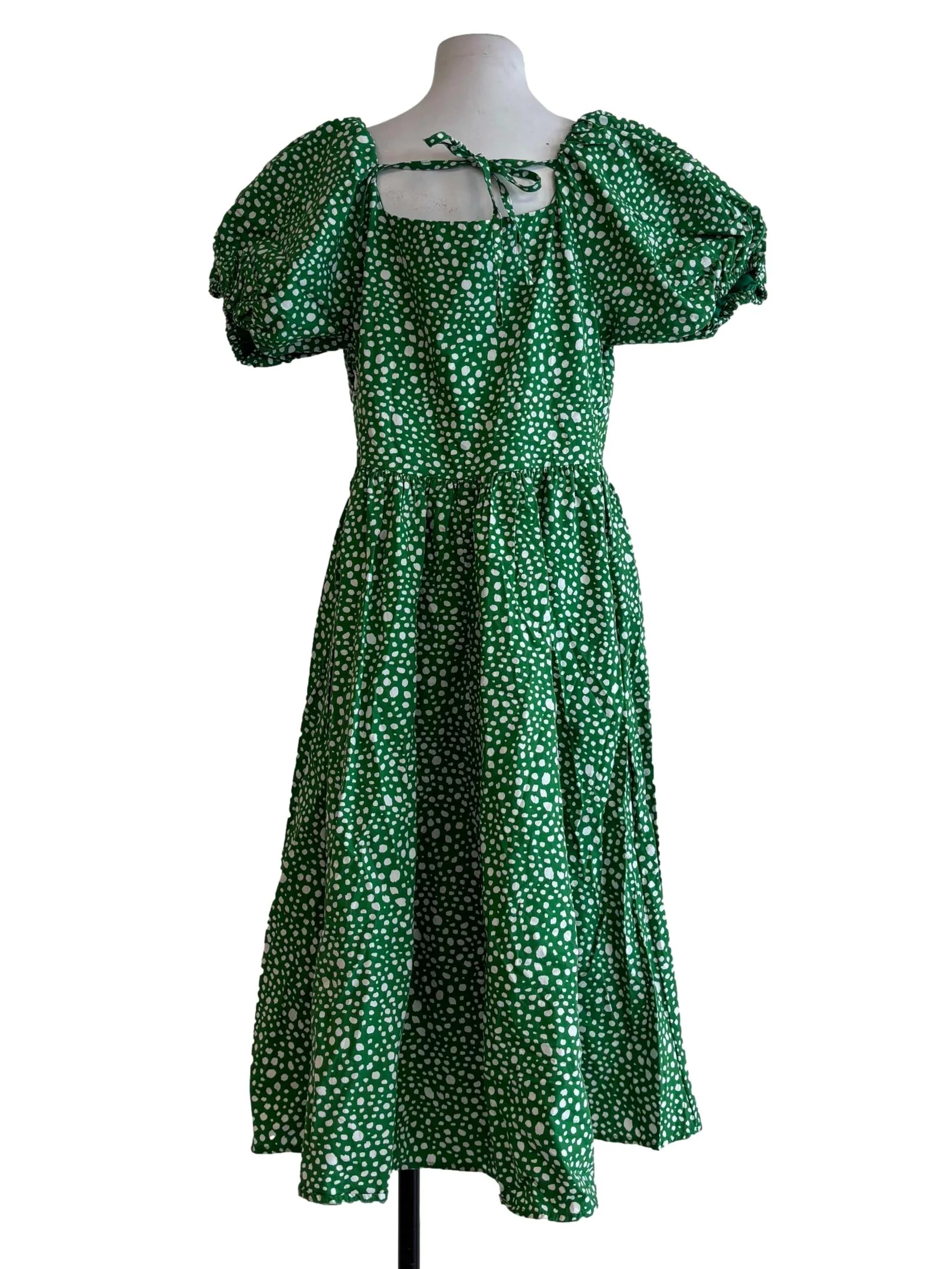 Green And White Polka Dot Cotton Dress - Image 2