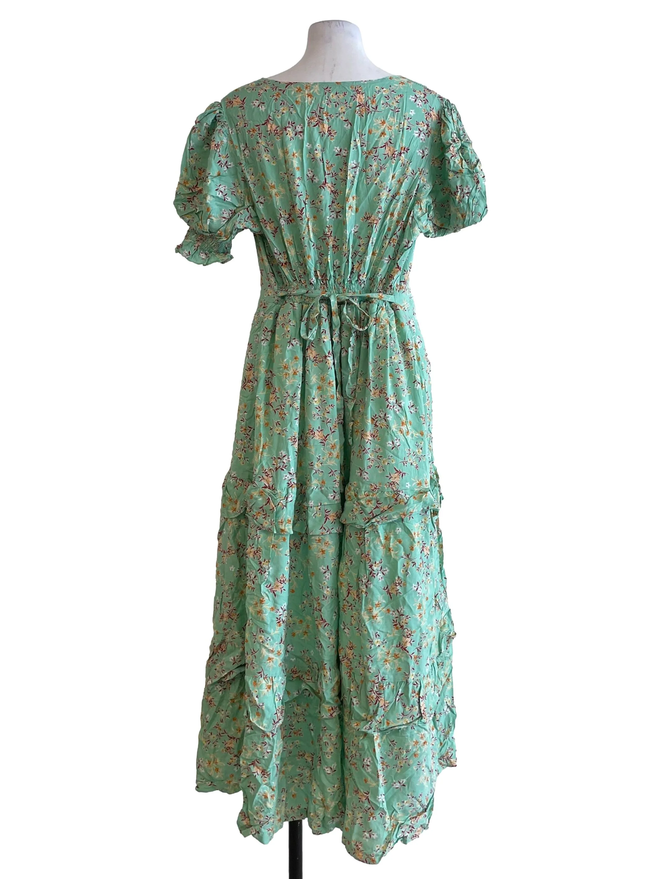 Green Floral Ruffle Dress - Image 2