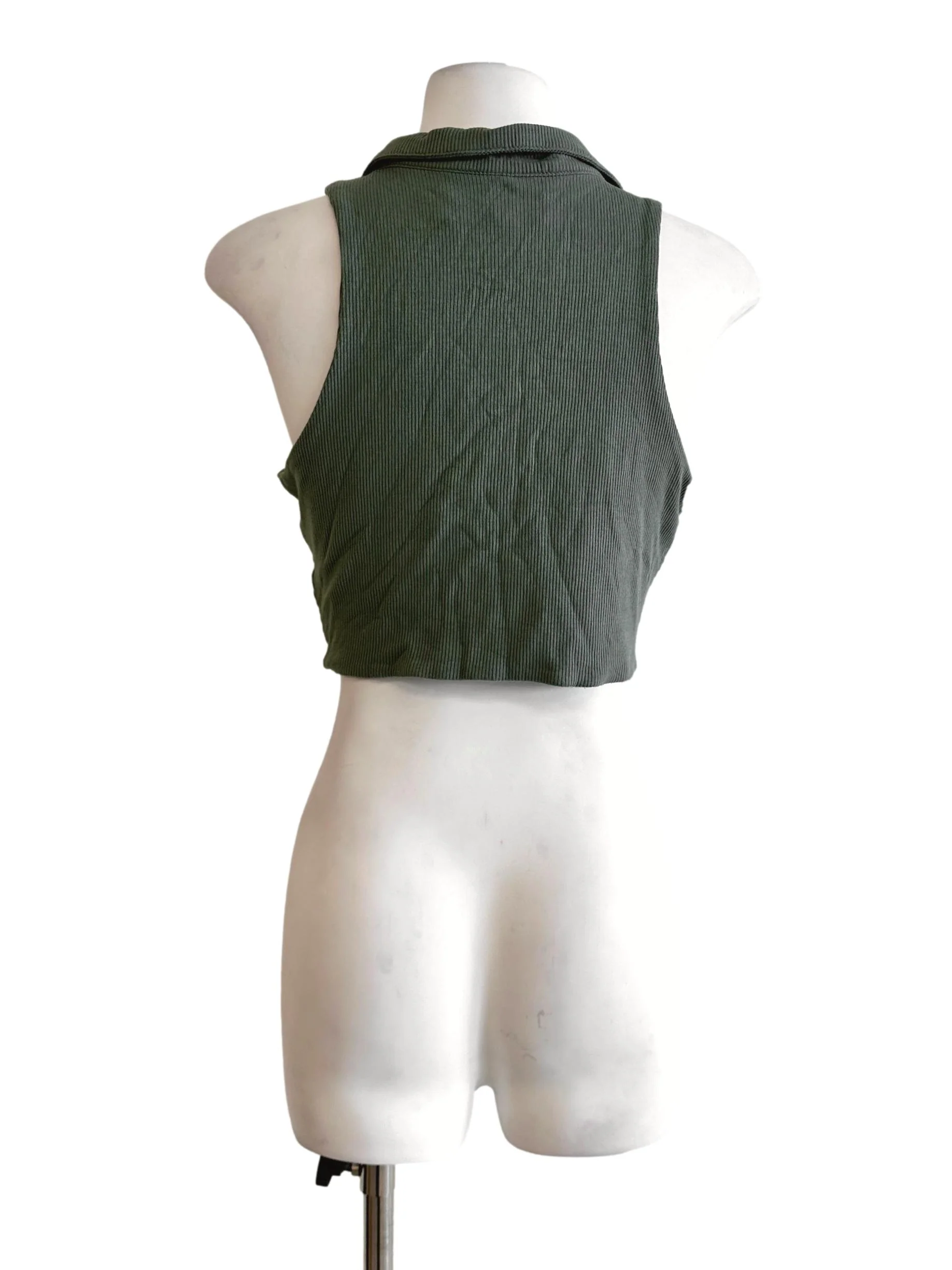 Green Padded Texture Collar Sleeveless Top TTR - Image 2