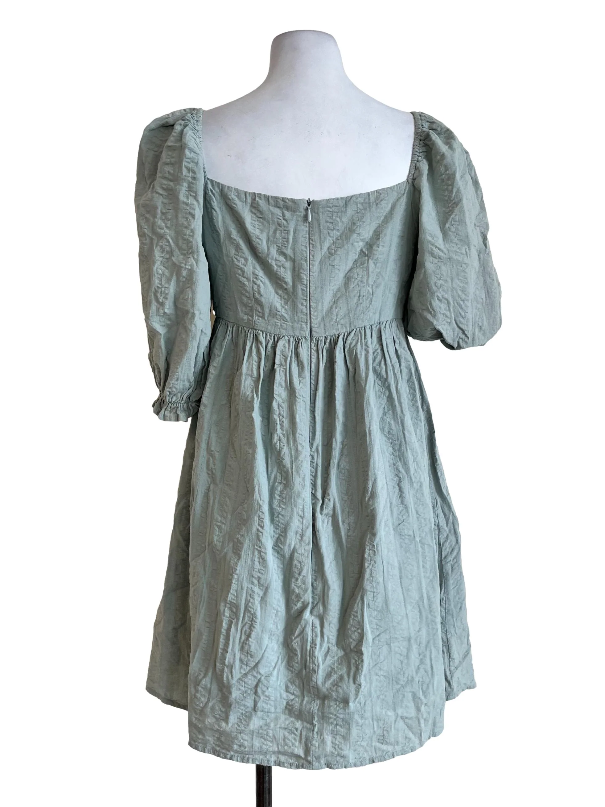 Green Pattern Square Neck Dress - Image 2
