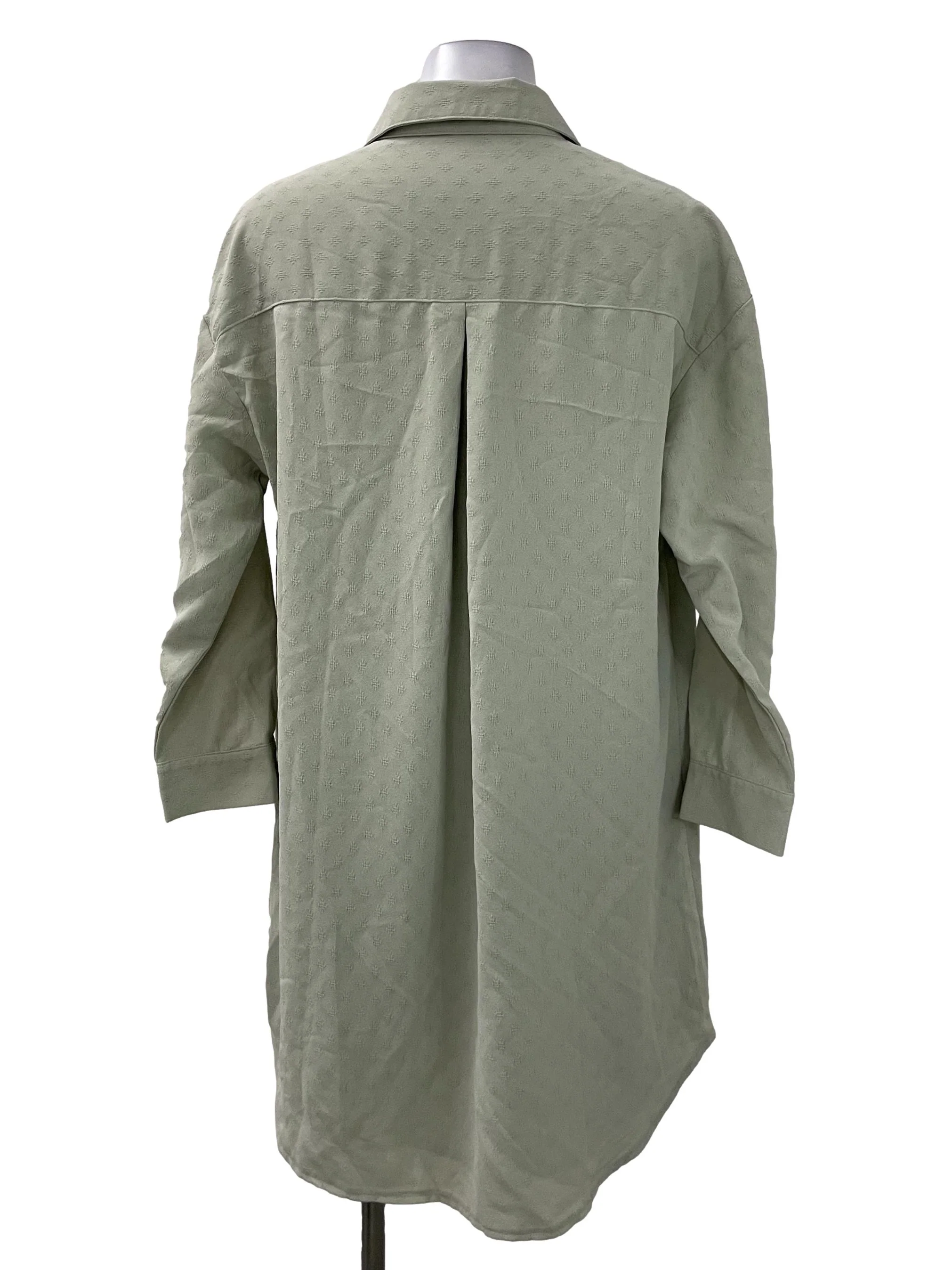Green Textured Collar Button Dress - Image 2