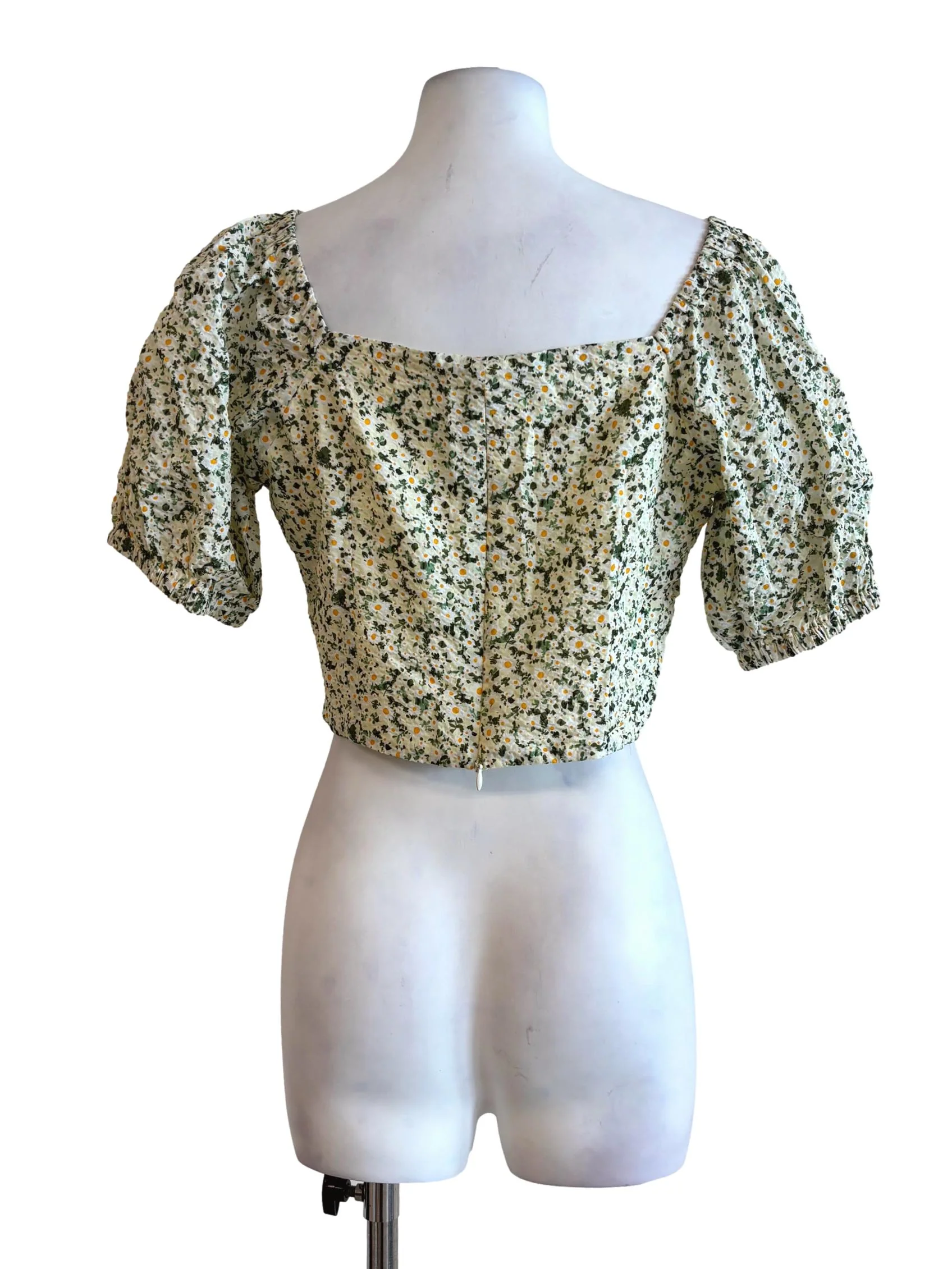 Green White Floral Sweetheart Top TWL - Image 2