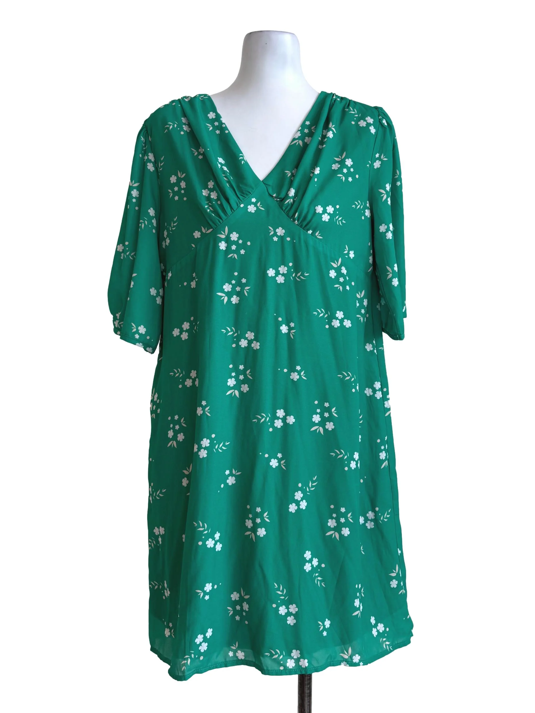 Gremlin Green Prints V Neck Dress TCL