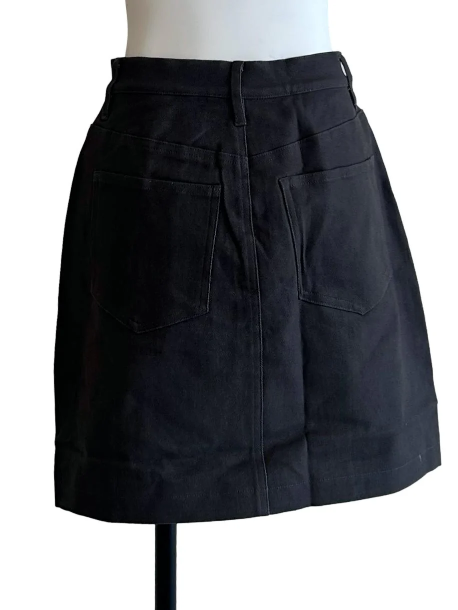 Grey Cotton Twill Mini Skirt OSN - Image 2