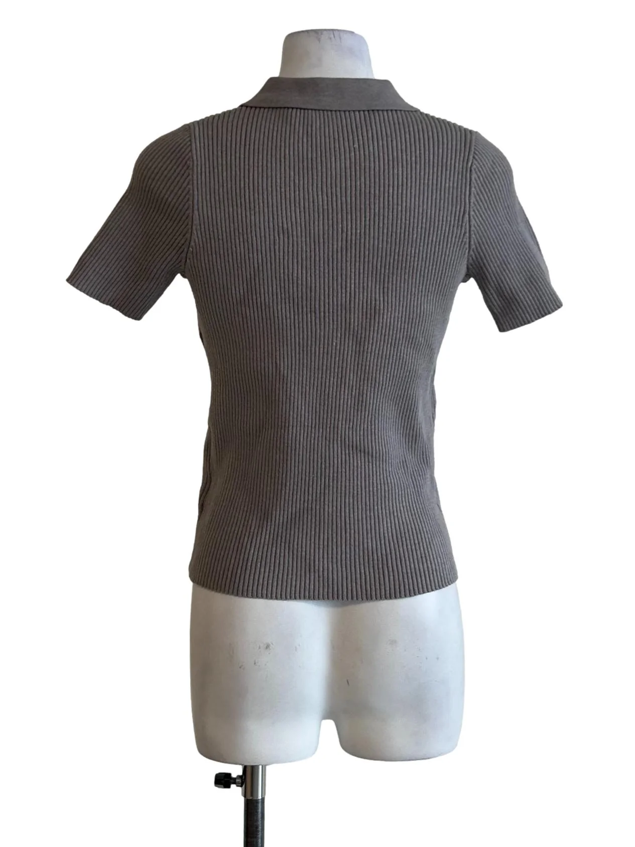 Grey Knit Polo Tee - Image 2