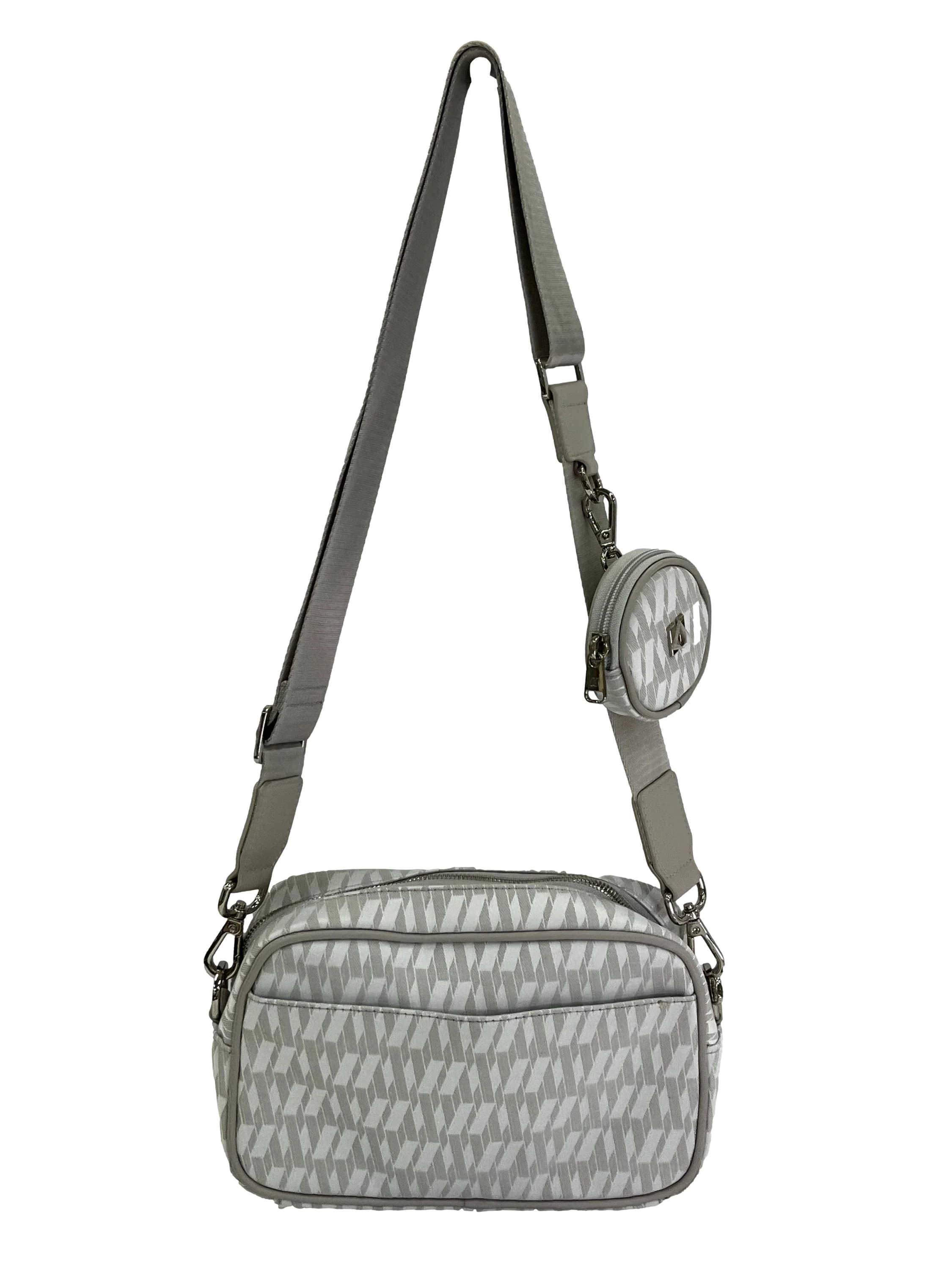 Grey Monogram Crossbody Bag - Image 2
