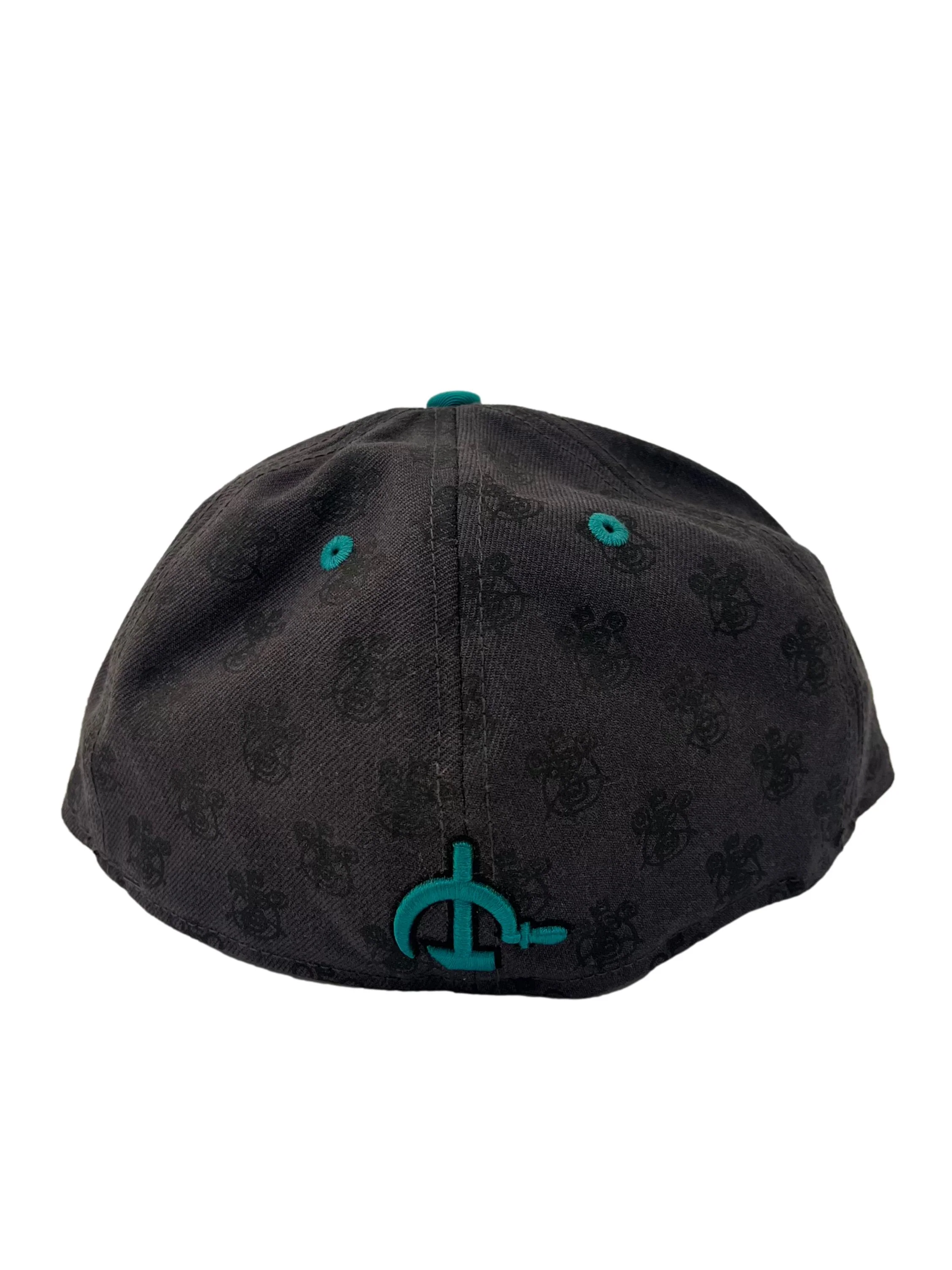 Grey Monogram Print With Teal Embroidery Snapback Cap - Image 2