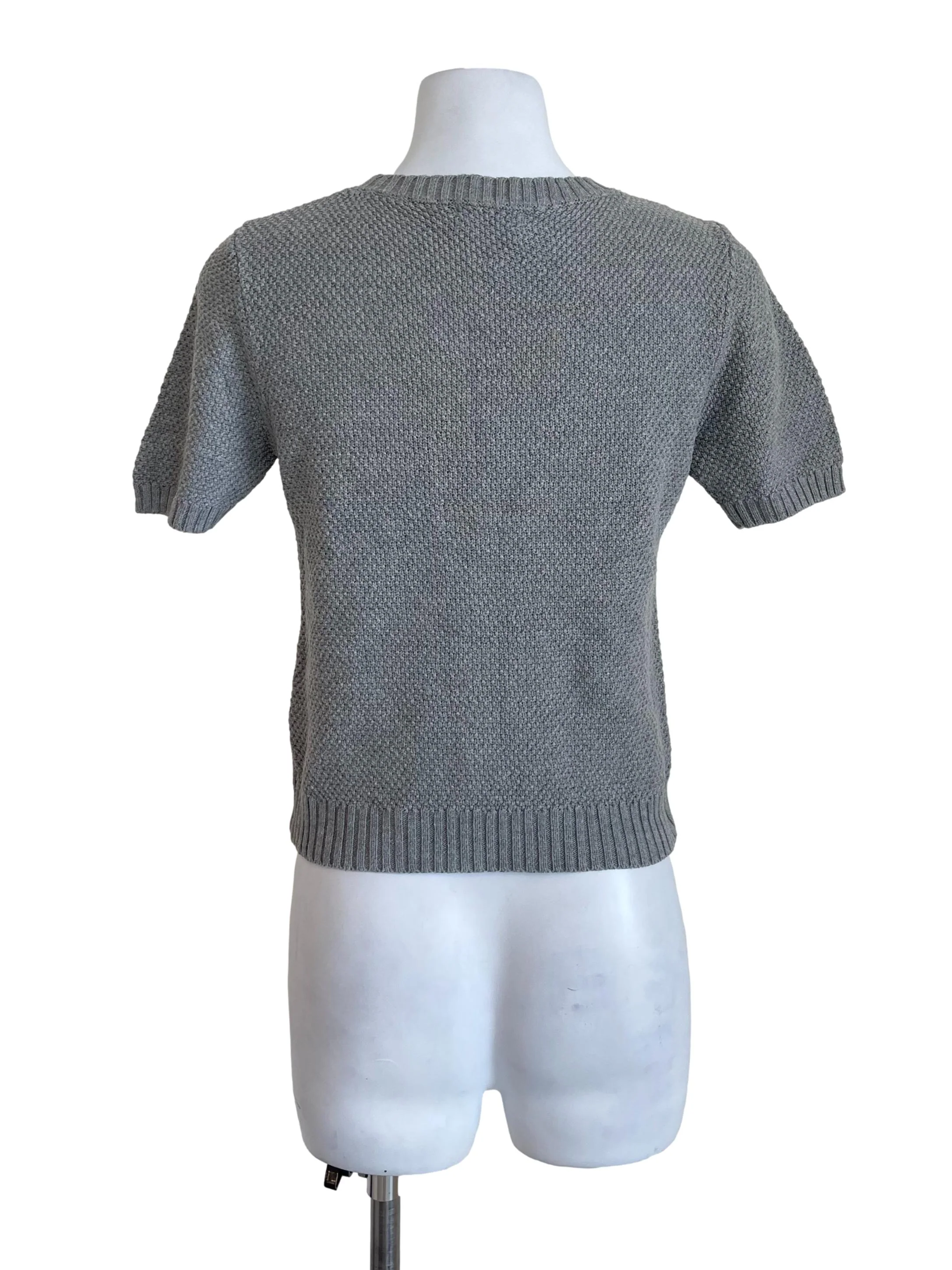 Grey Short Sleeves Knit Sweater - Image 2