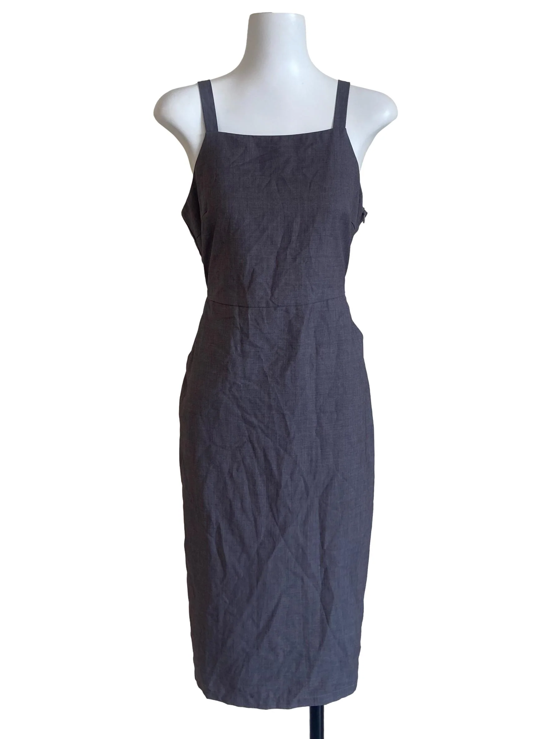 Dark Grey Sleeveless Apron Slit Dress