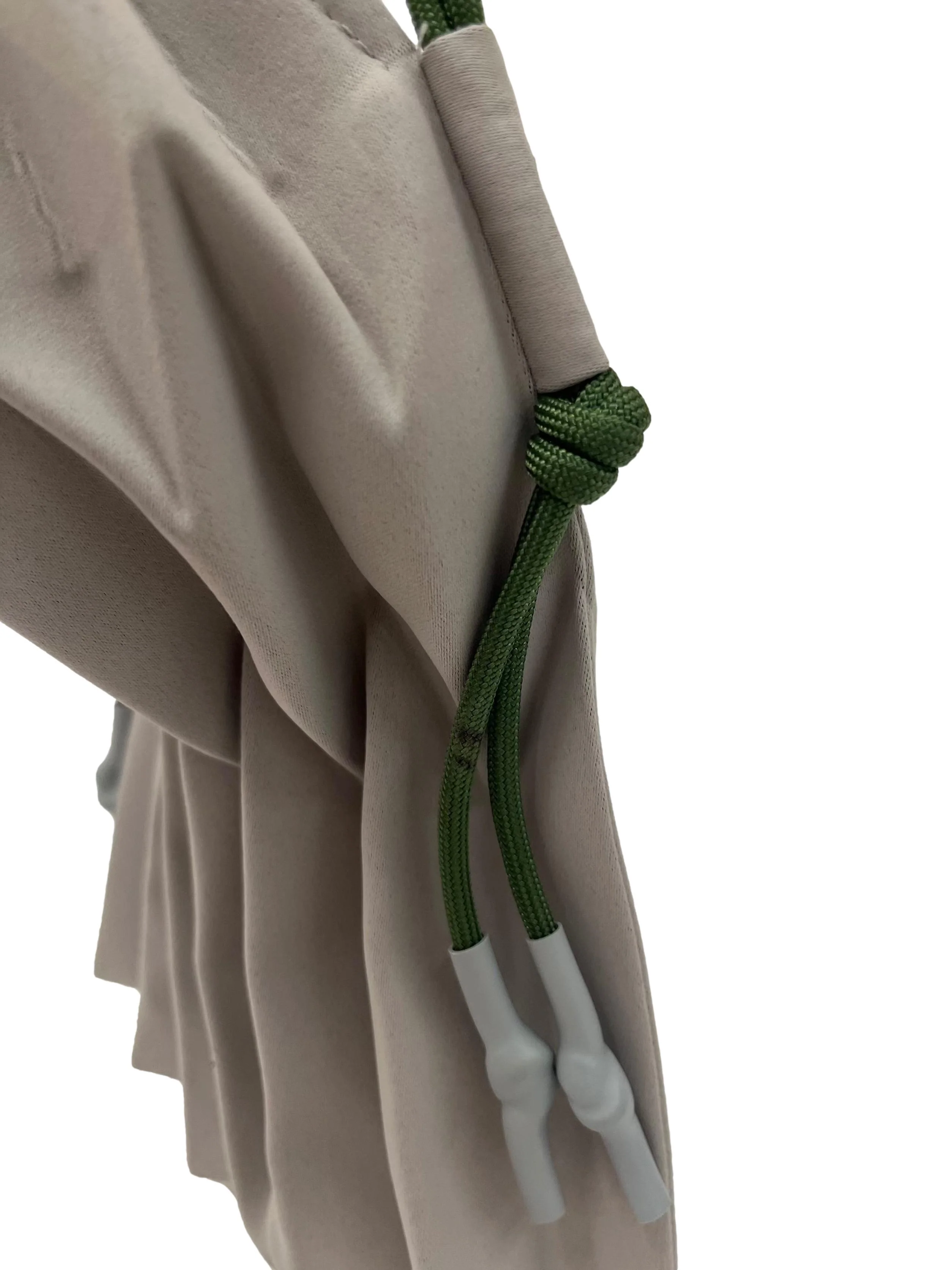 Grey Stretchable Pleated Shoulder Bag With Green Adjustable Straps - Image 4