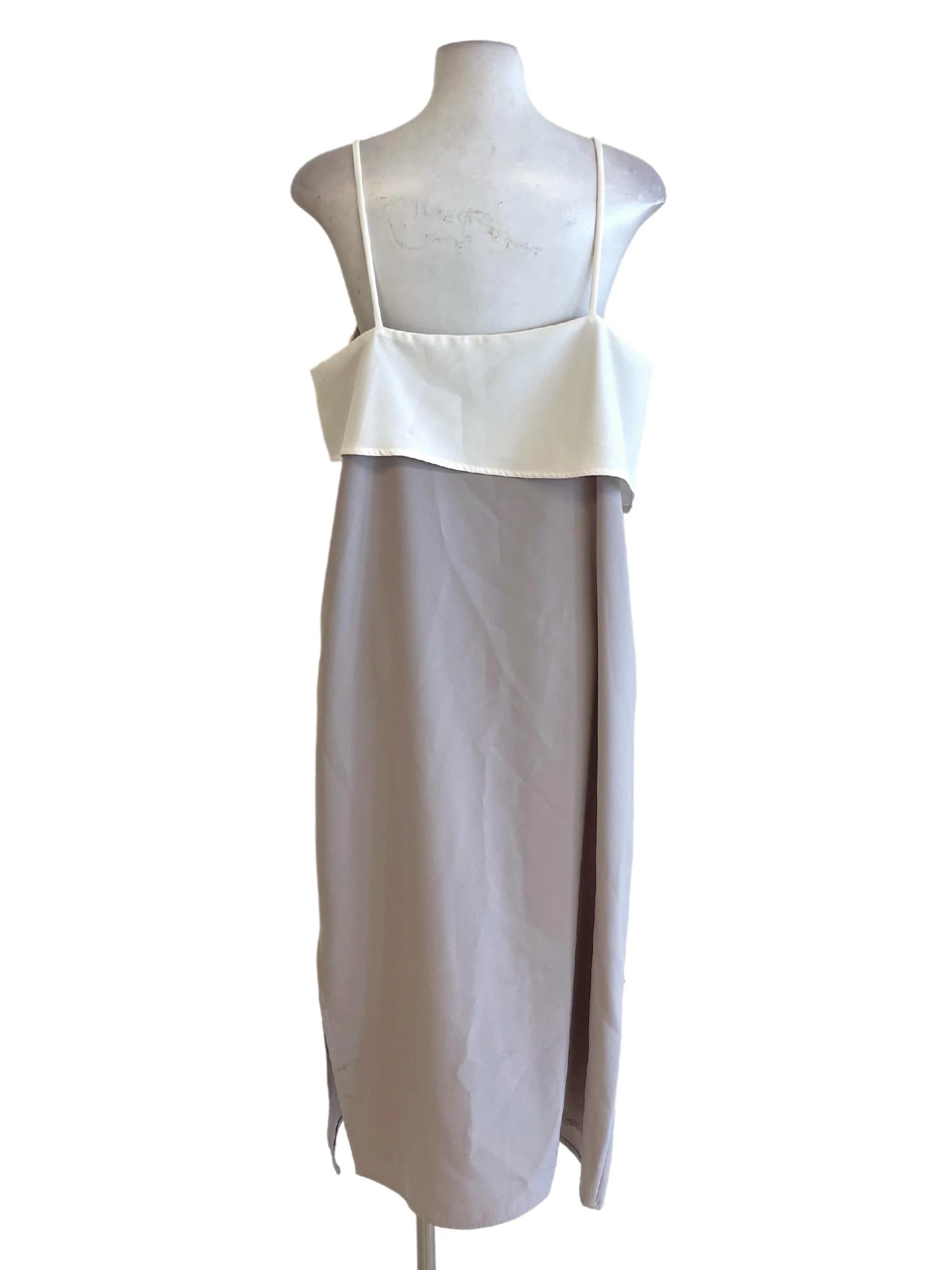 Grey White Waterfall Bust Slip Dress - Image 2