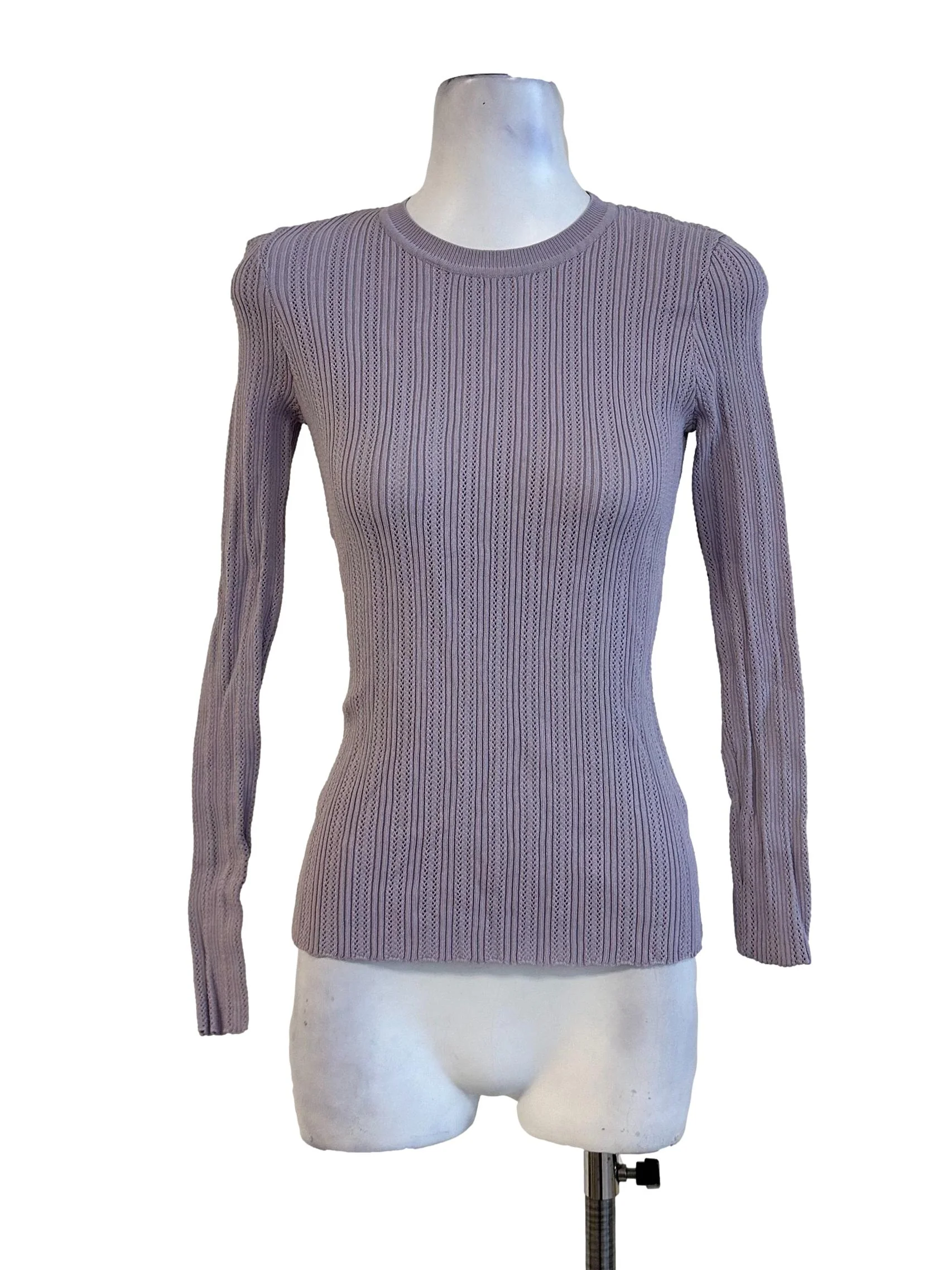 Heather Purple Embroidery Long Sleeves Top
