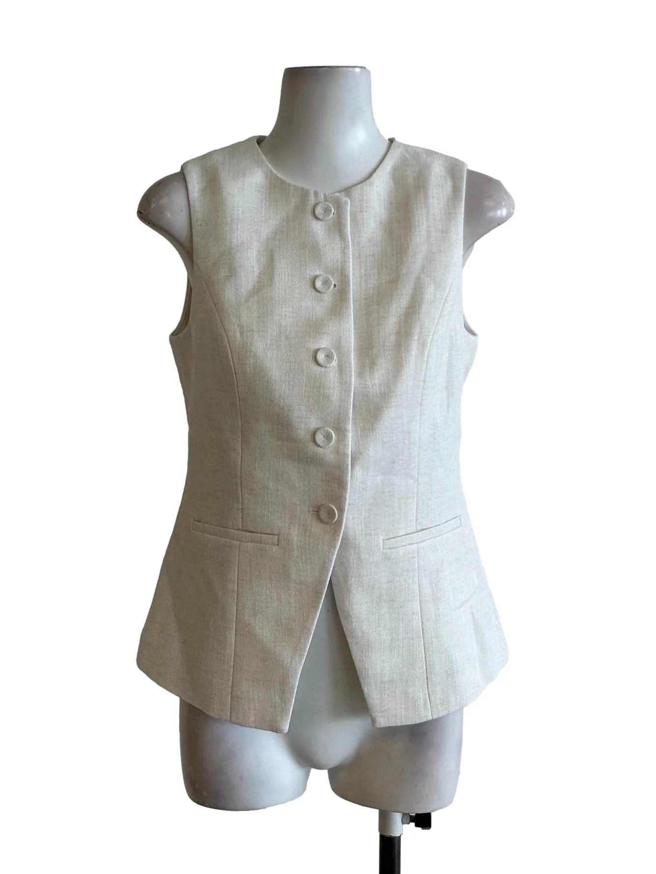 Heather White Tweed Vest Top