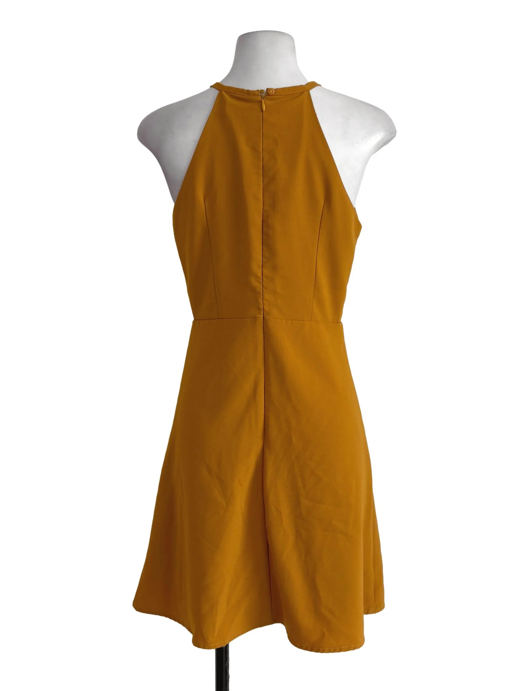 Honey Yellow Layered Halter A-Line Dress - Image 2