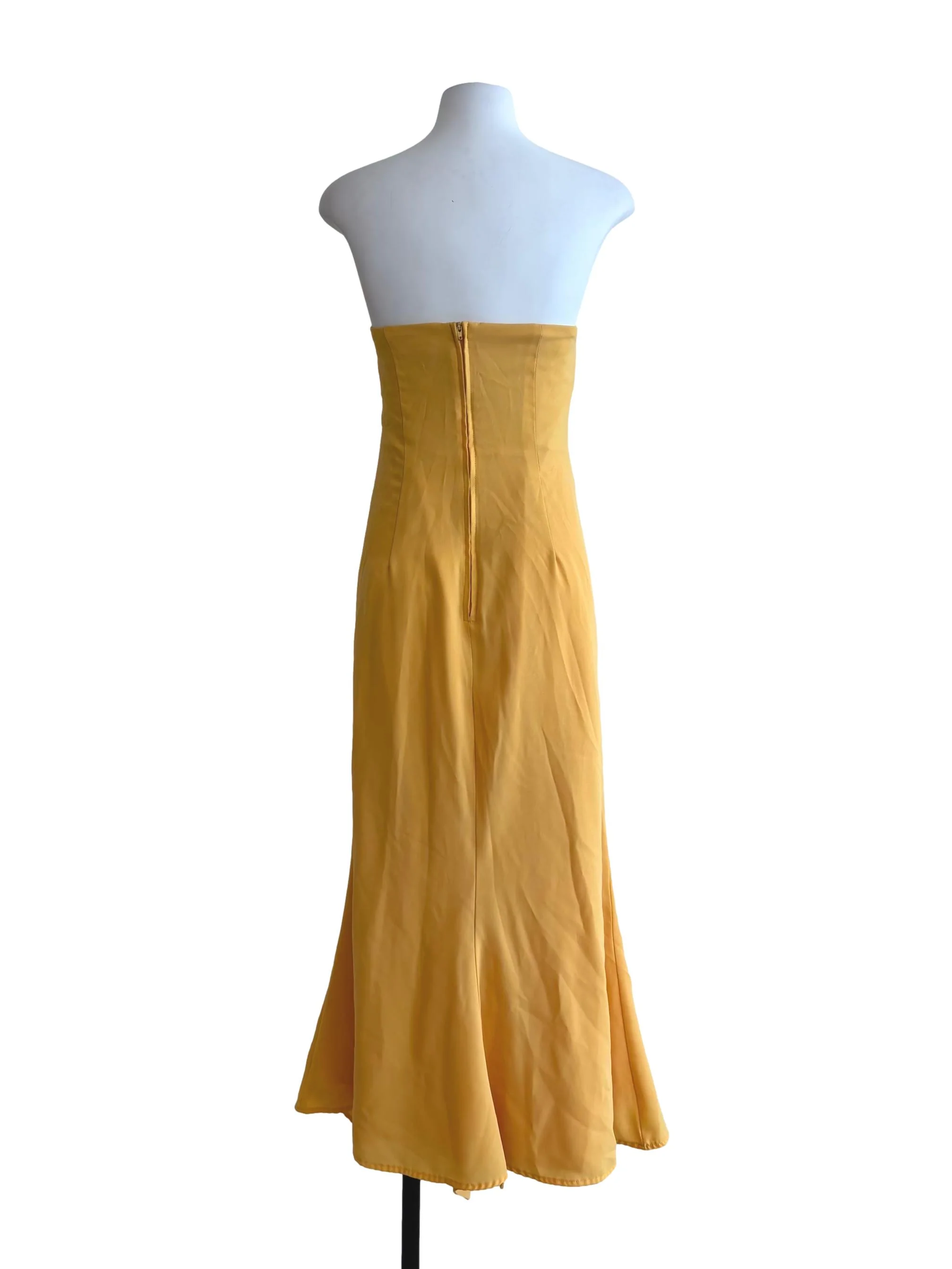 Honey Yellow Strapless Drape Maxi Dress - Image 2