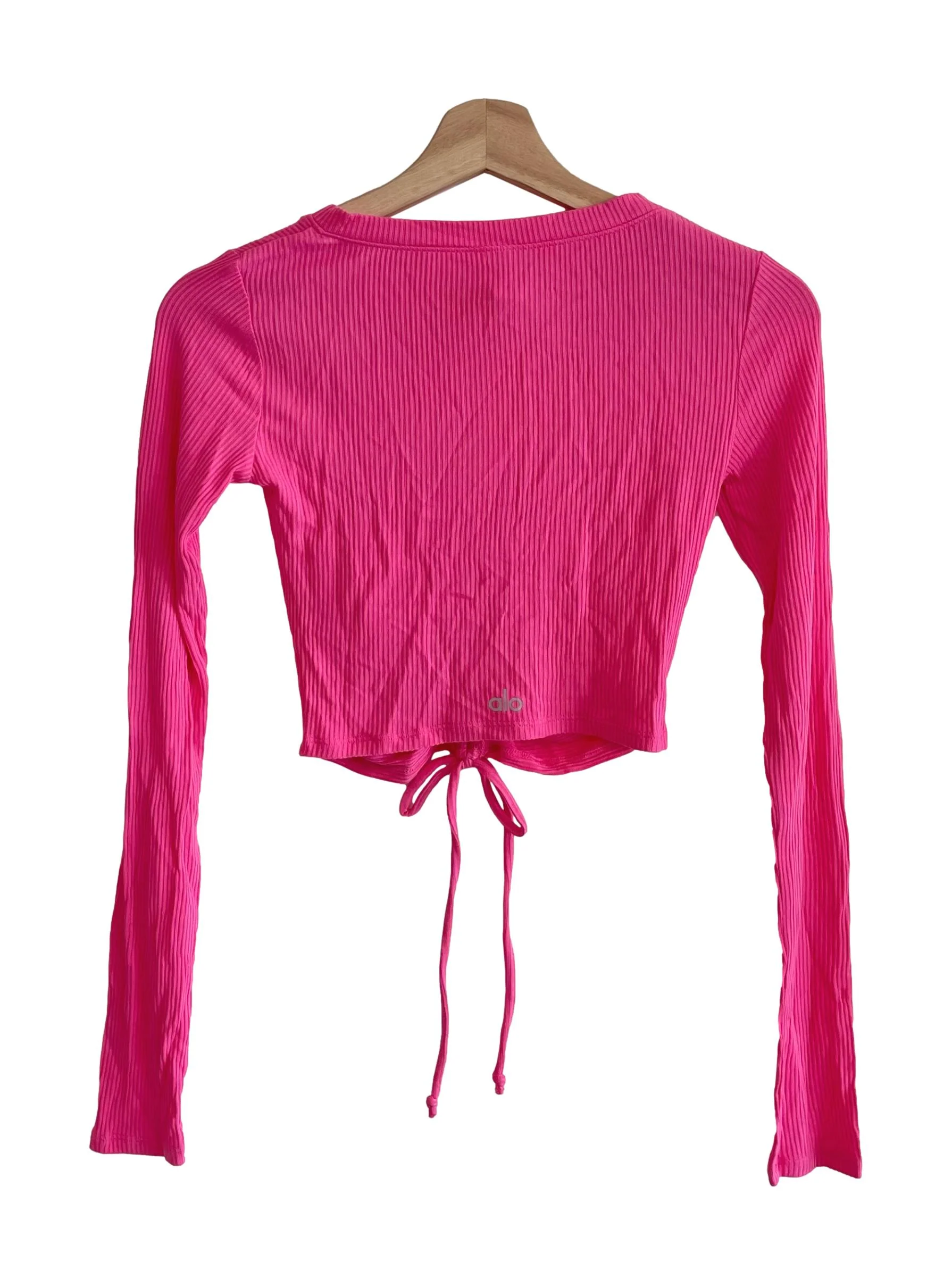 Hot Pink Scrunch Long Sleeves Top - Image 2