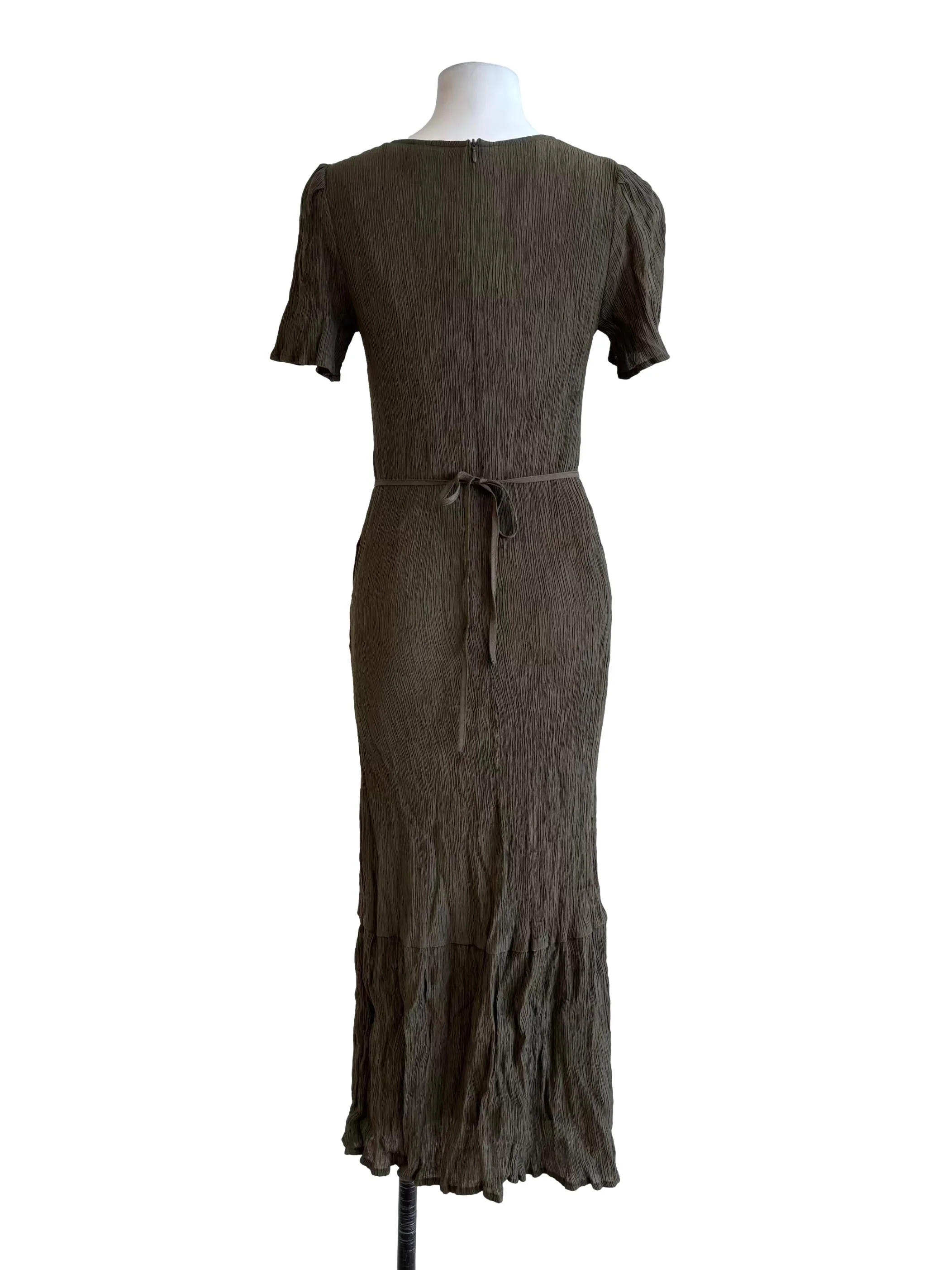 Hunter Green Pleated Bodycon Dress - Image 2