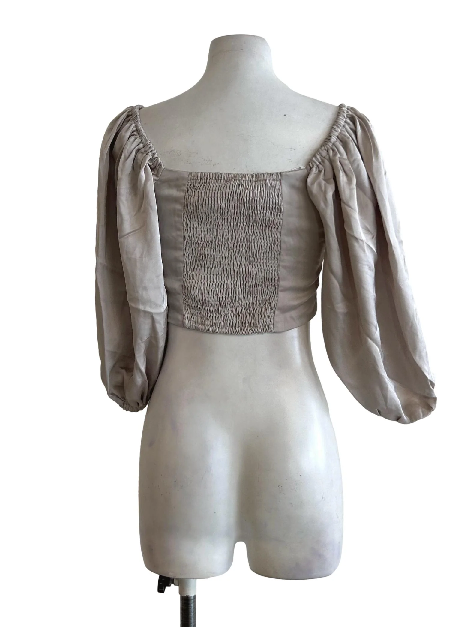 Ice Grey Pleated Long Sleeve Top - Image 2