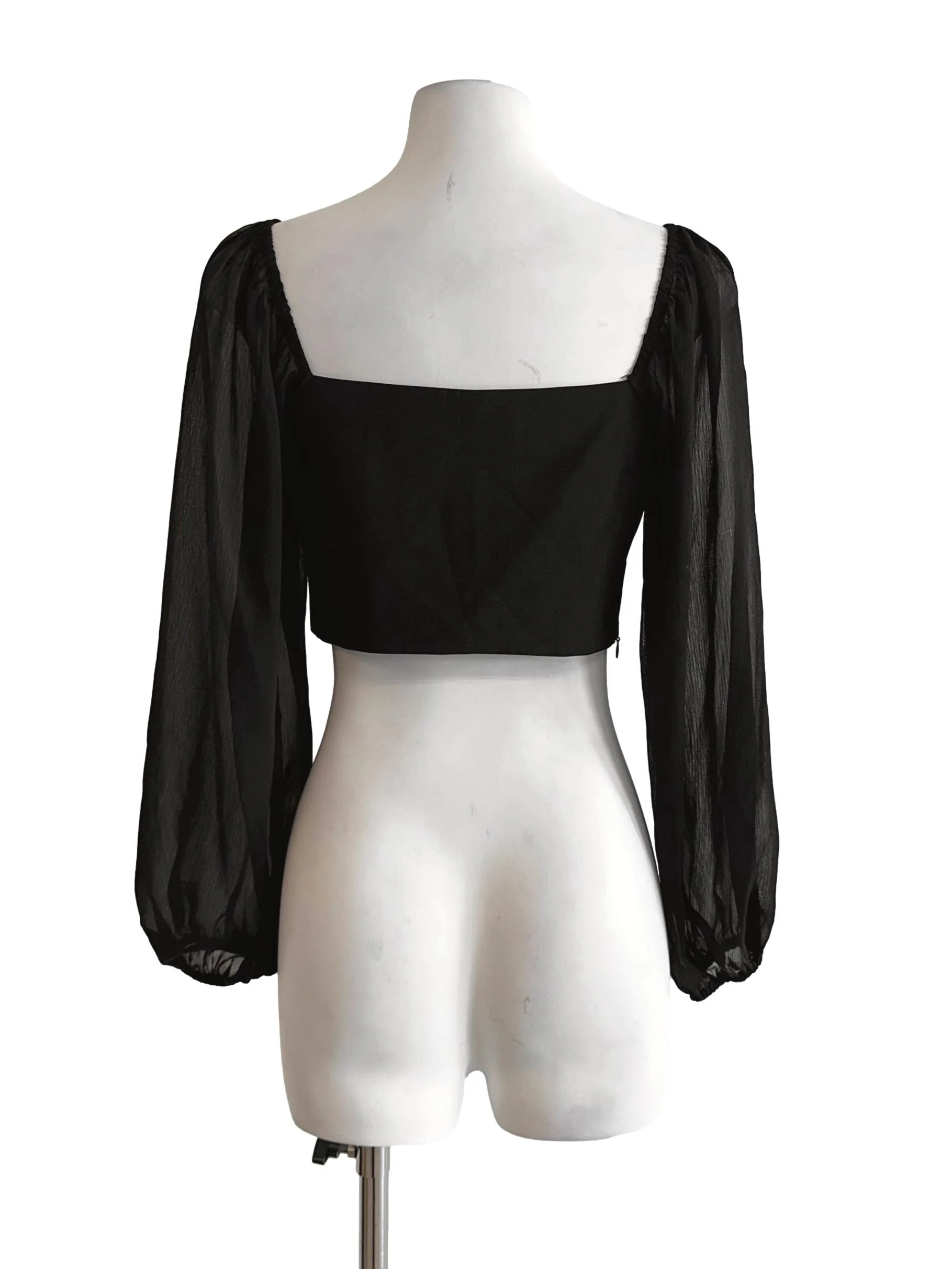 Ink Black Padded Crop Top - Image 2